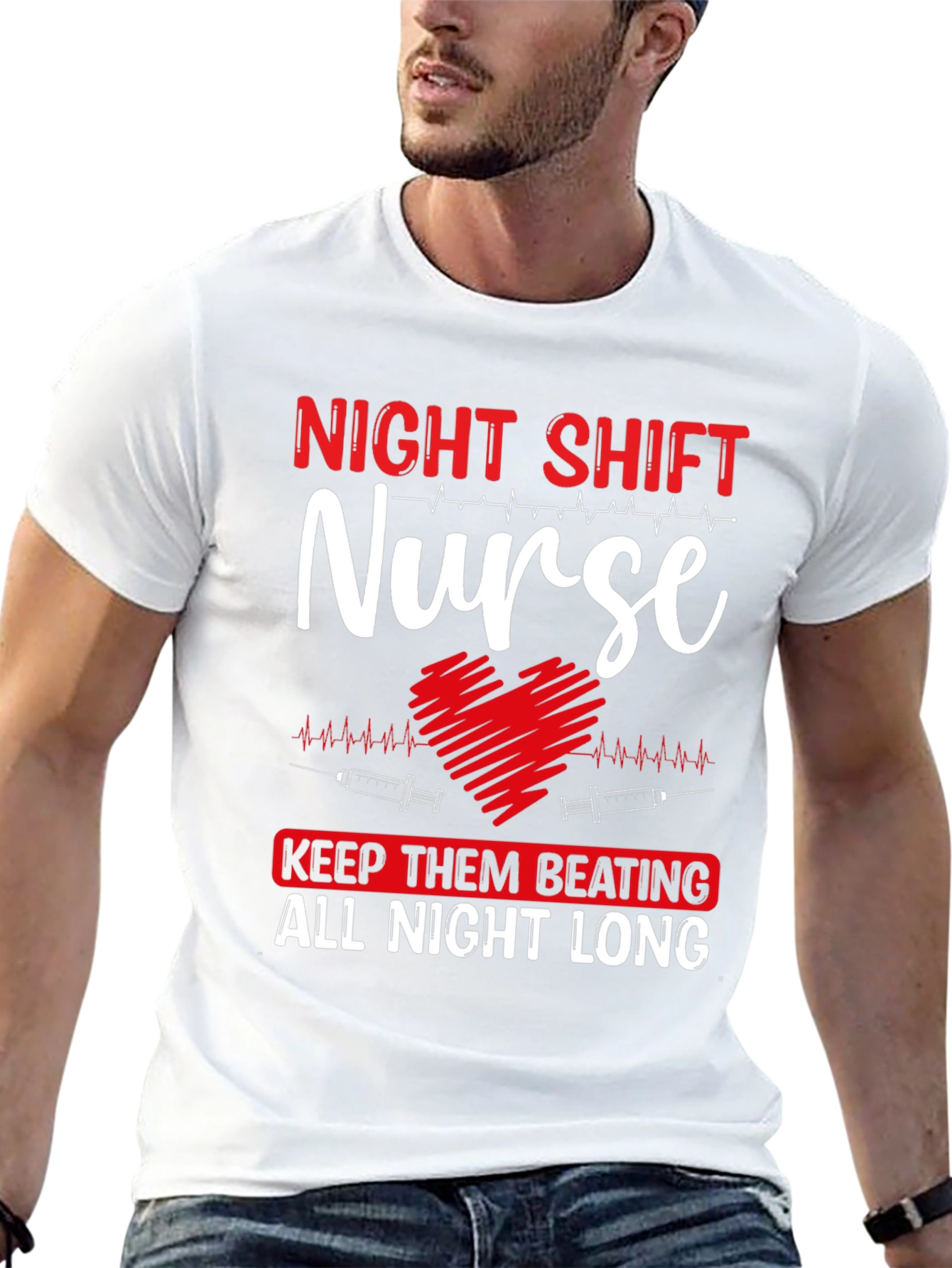 Night Shift Nurse Heartbeat Graphic Tee