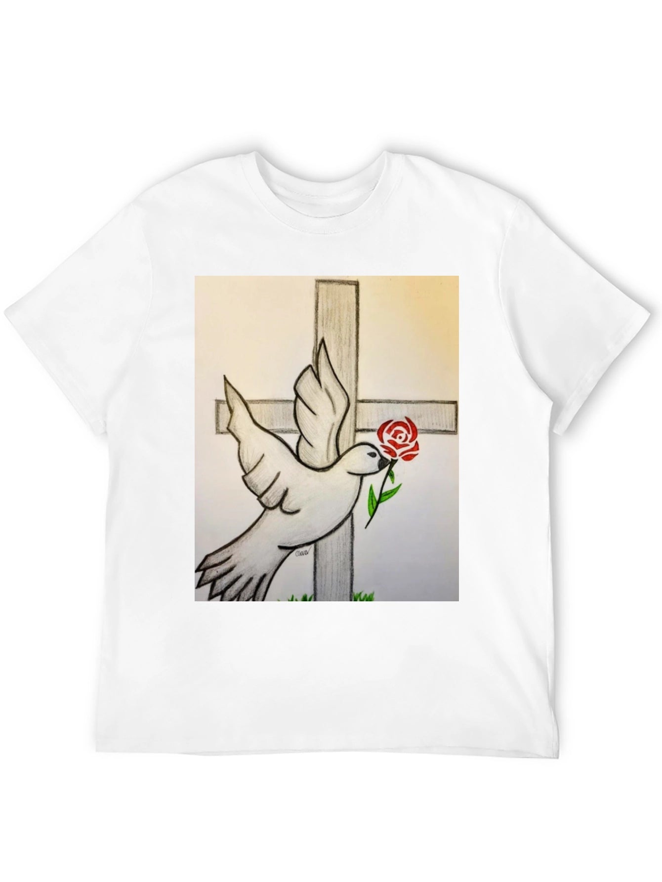 Dove and Rose Graphic Tee - Black