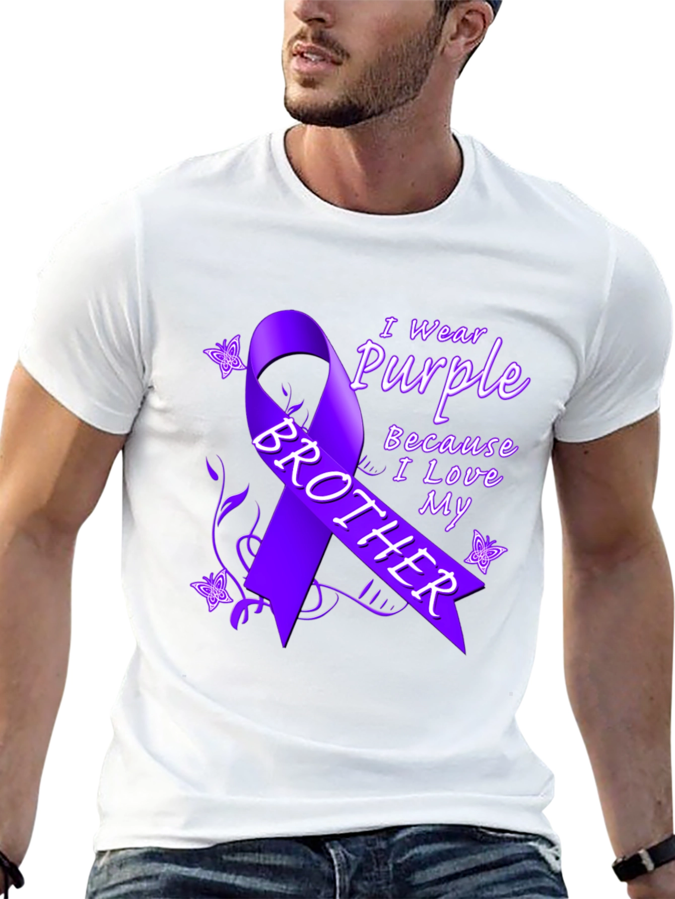 Purple Ribbon Brother T-Shirt Cancer Awareness Tee