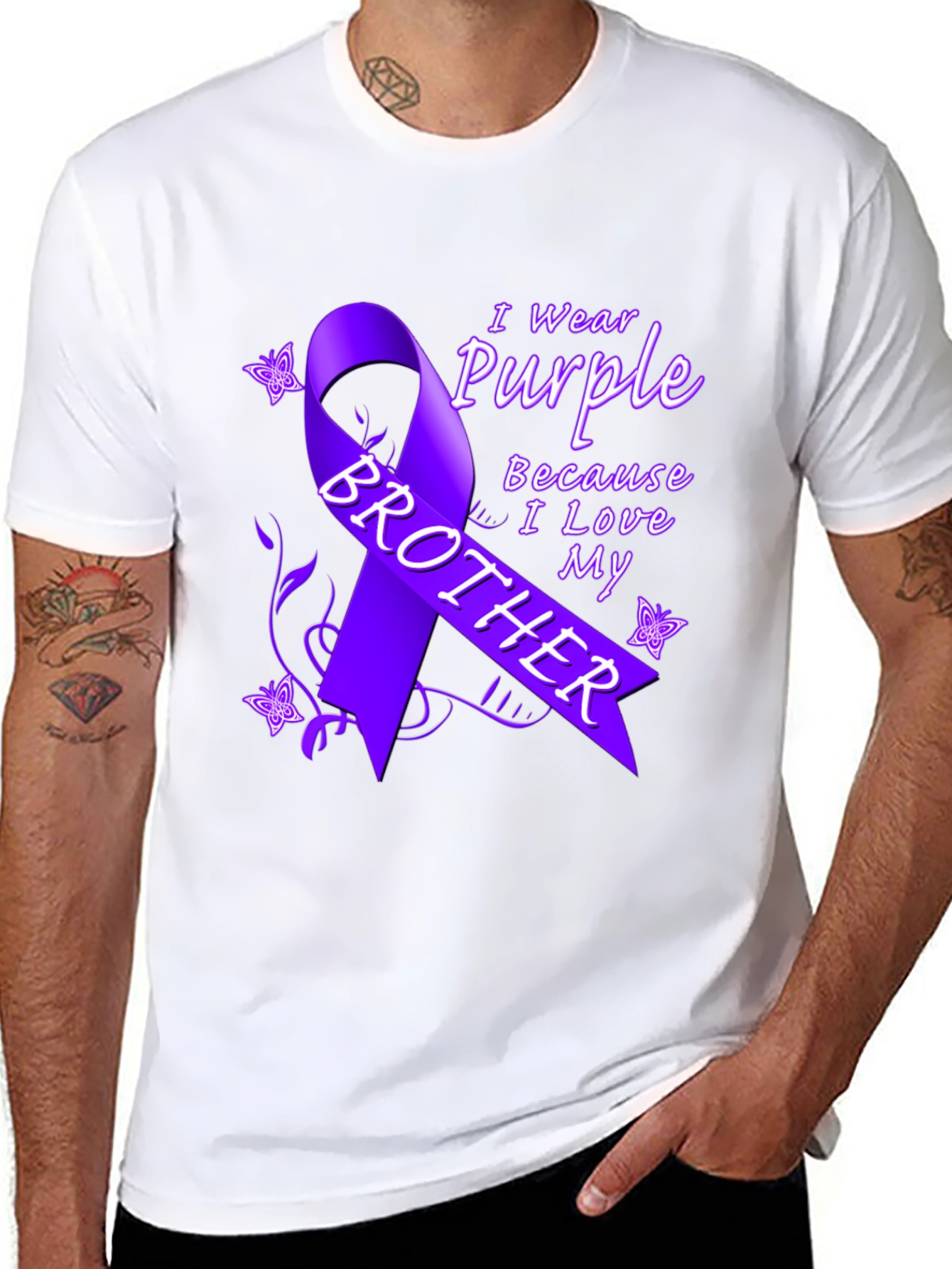 Purple Ribbon Brother T-Shirt Cancer Awareness Tee