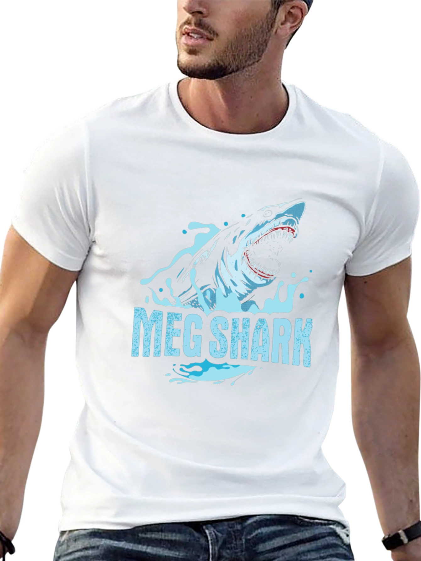 Meg Shark Graphic Tee - Black Cotton T-Shirt