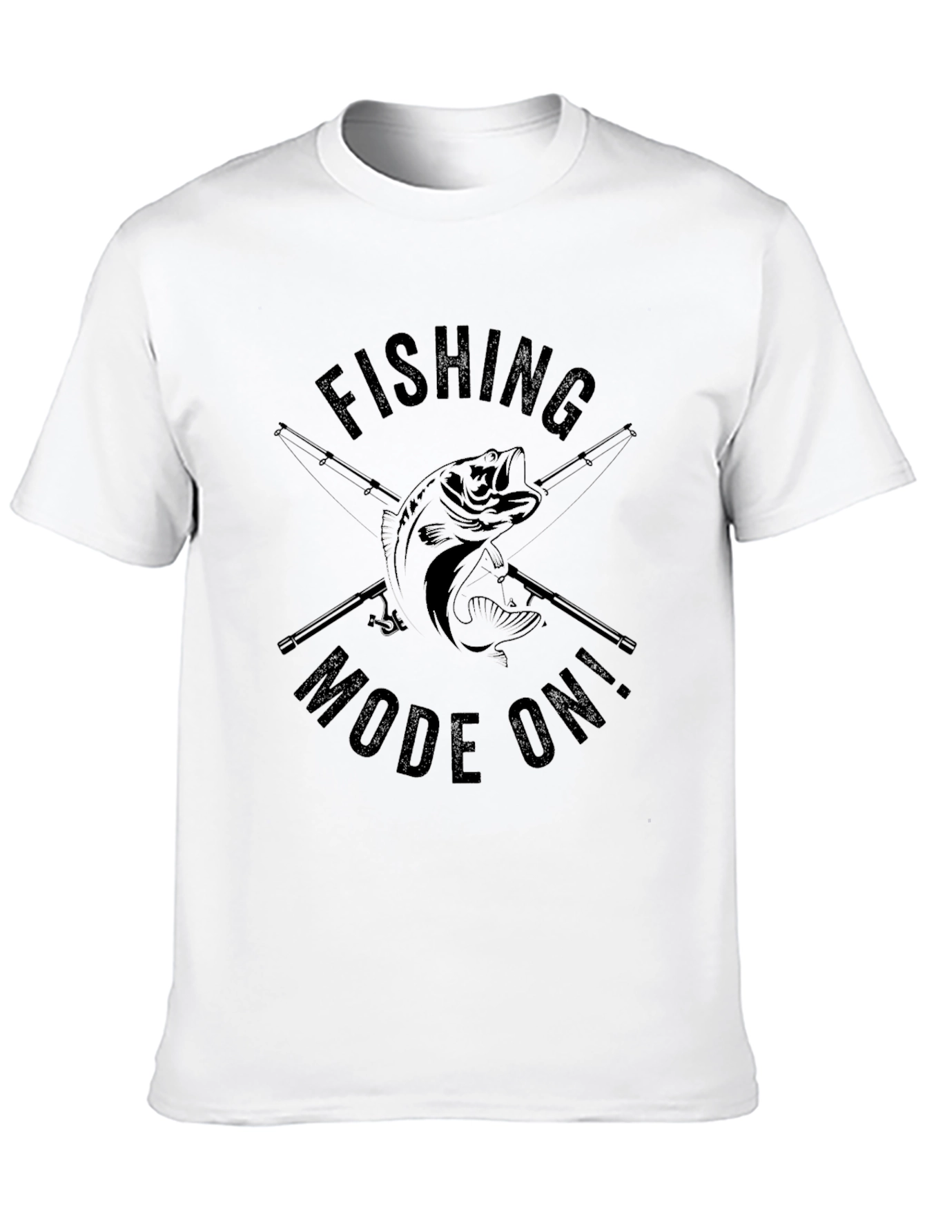Fishing Mode On! Black Graphic T-Shirt