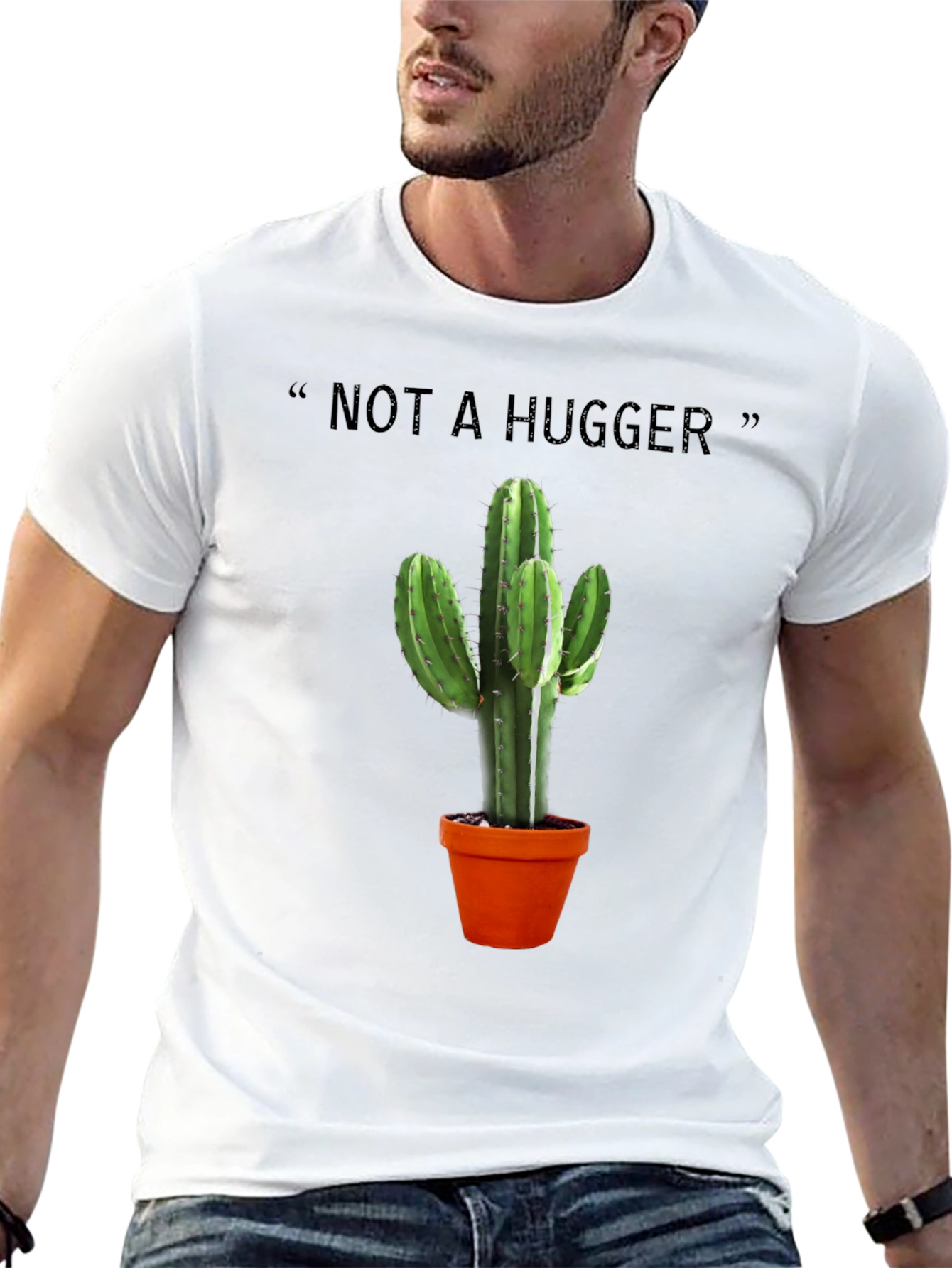 Not a Hugger Cactus Graphic Tee - Black