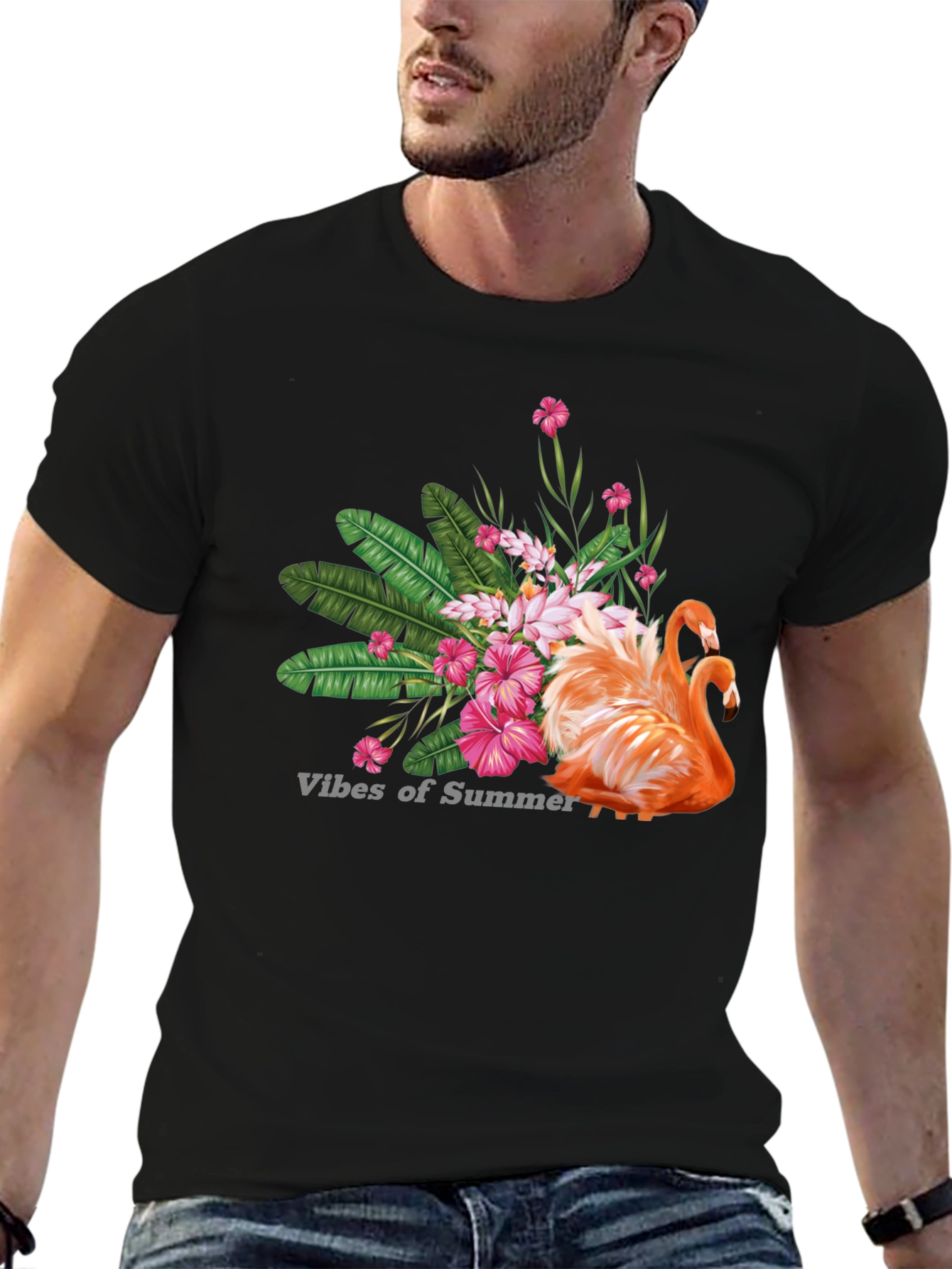 Tropical Flamingo Graphic T-Shirt - Summer Vibes