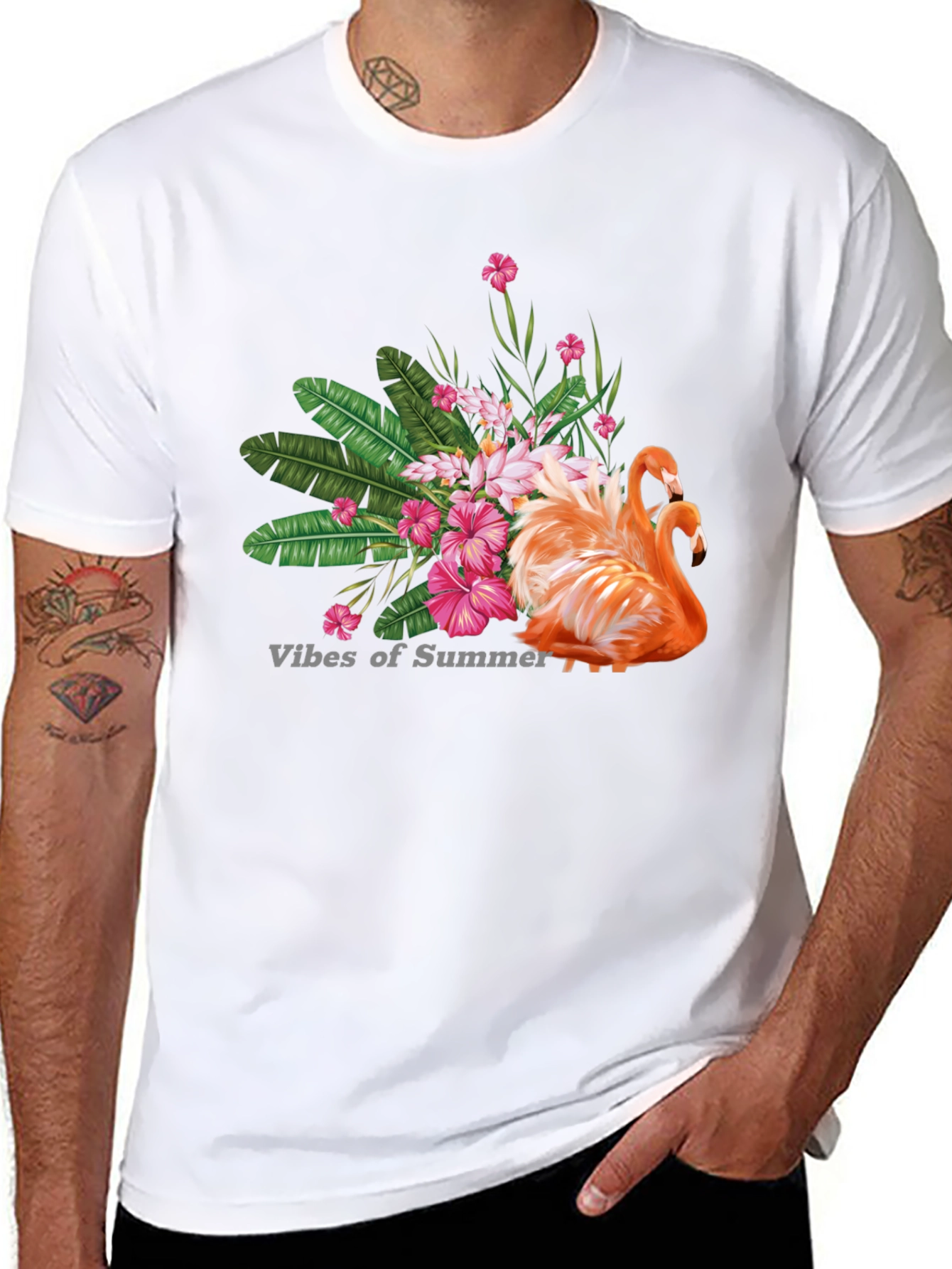Tropical Flamingo Graphic T-Shirt - Summer Vibes