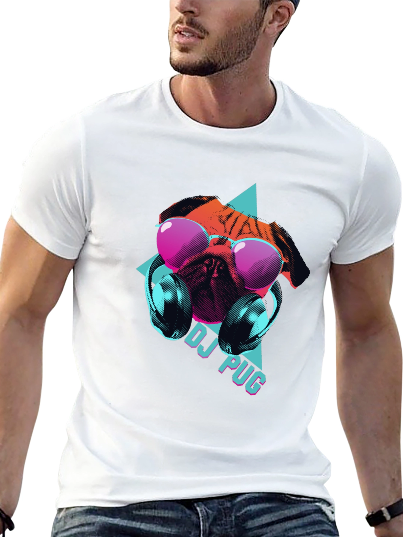 DJ Pug Graphic Tee - Cool Canine Style