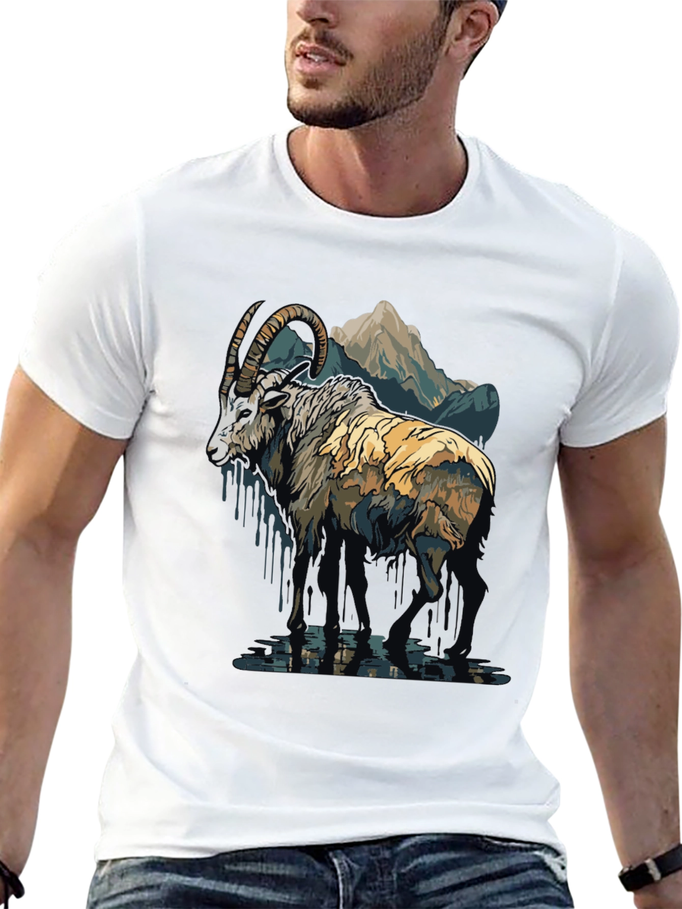 Mountain Ram Graphic Tee - Nature Inspired Design