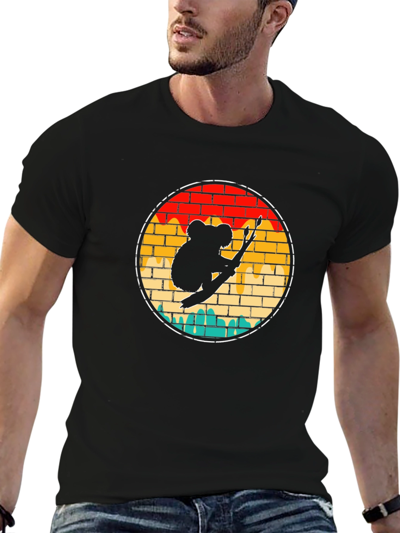 Koala on Branch Graphic Tee - Unisex Black T-Shirt