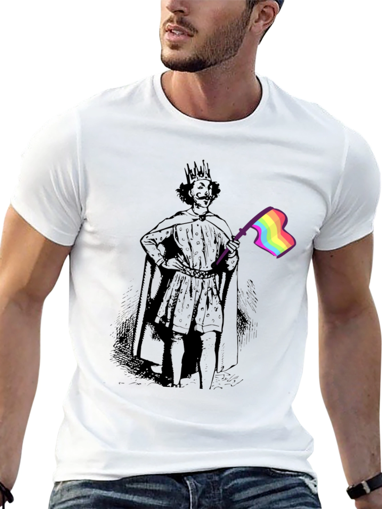 King LGBTQ Pride T-Shirt - Black Cotton Blend Tee