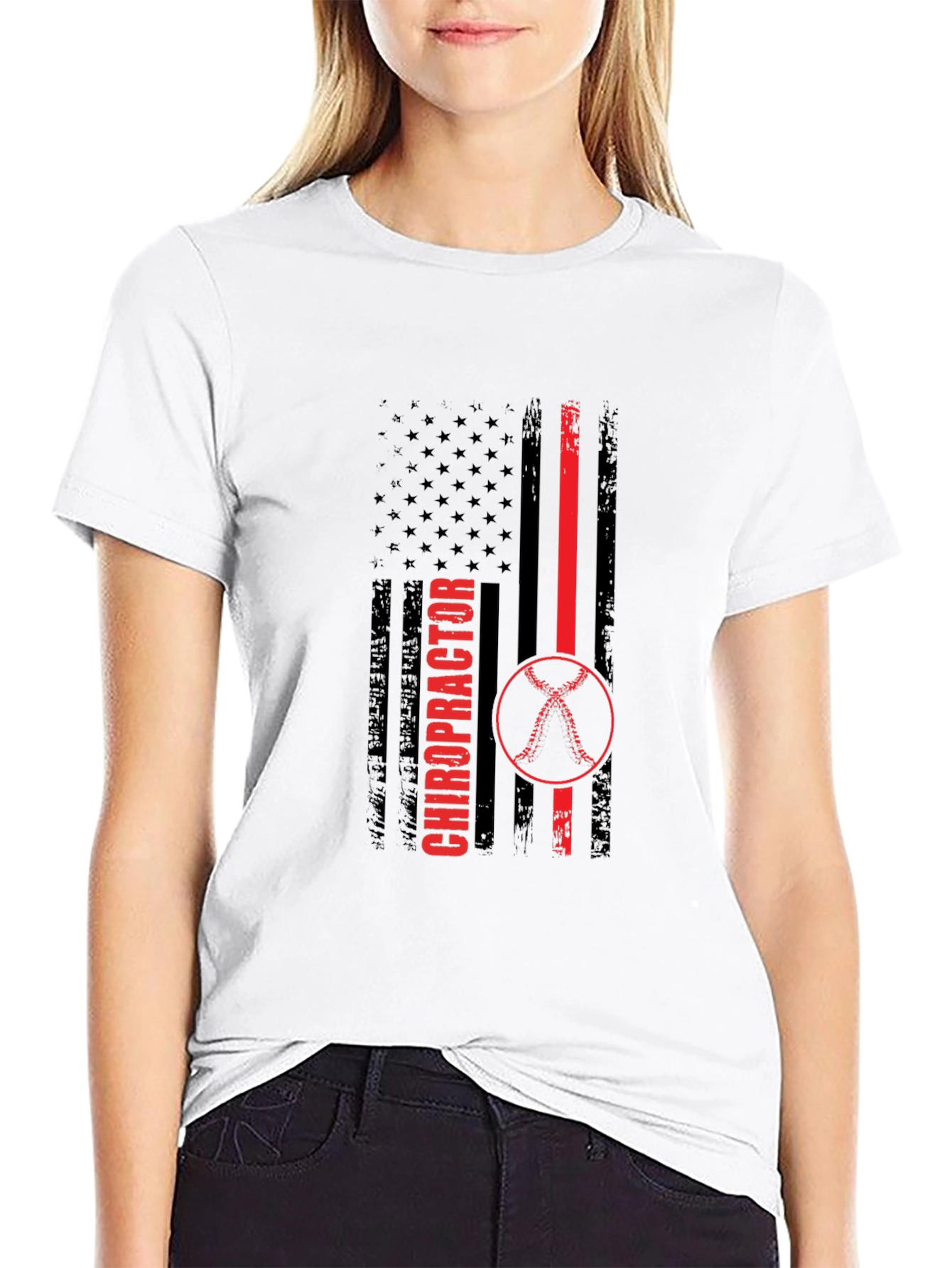 Chiropractor American Flag Graphic T-Shirt