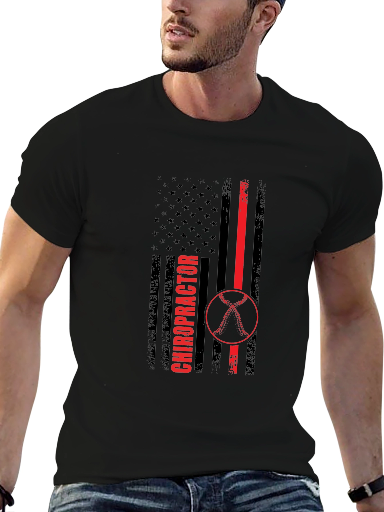 Chiropractor American Flag Graphic T-Shirt