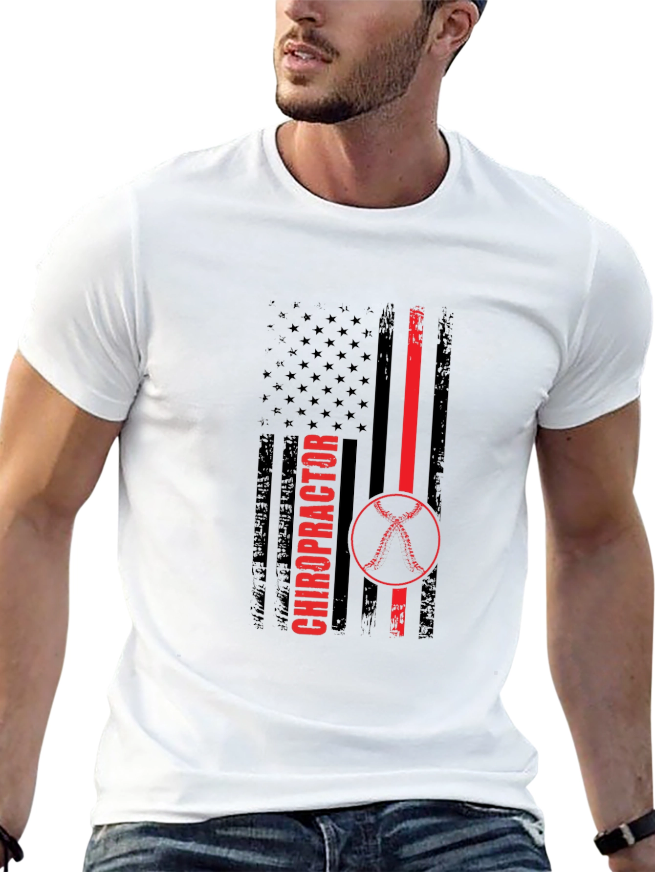 Chiropractor American Flag Graphic T-Shirt