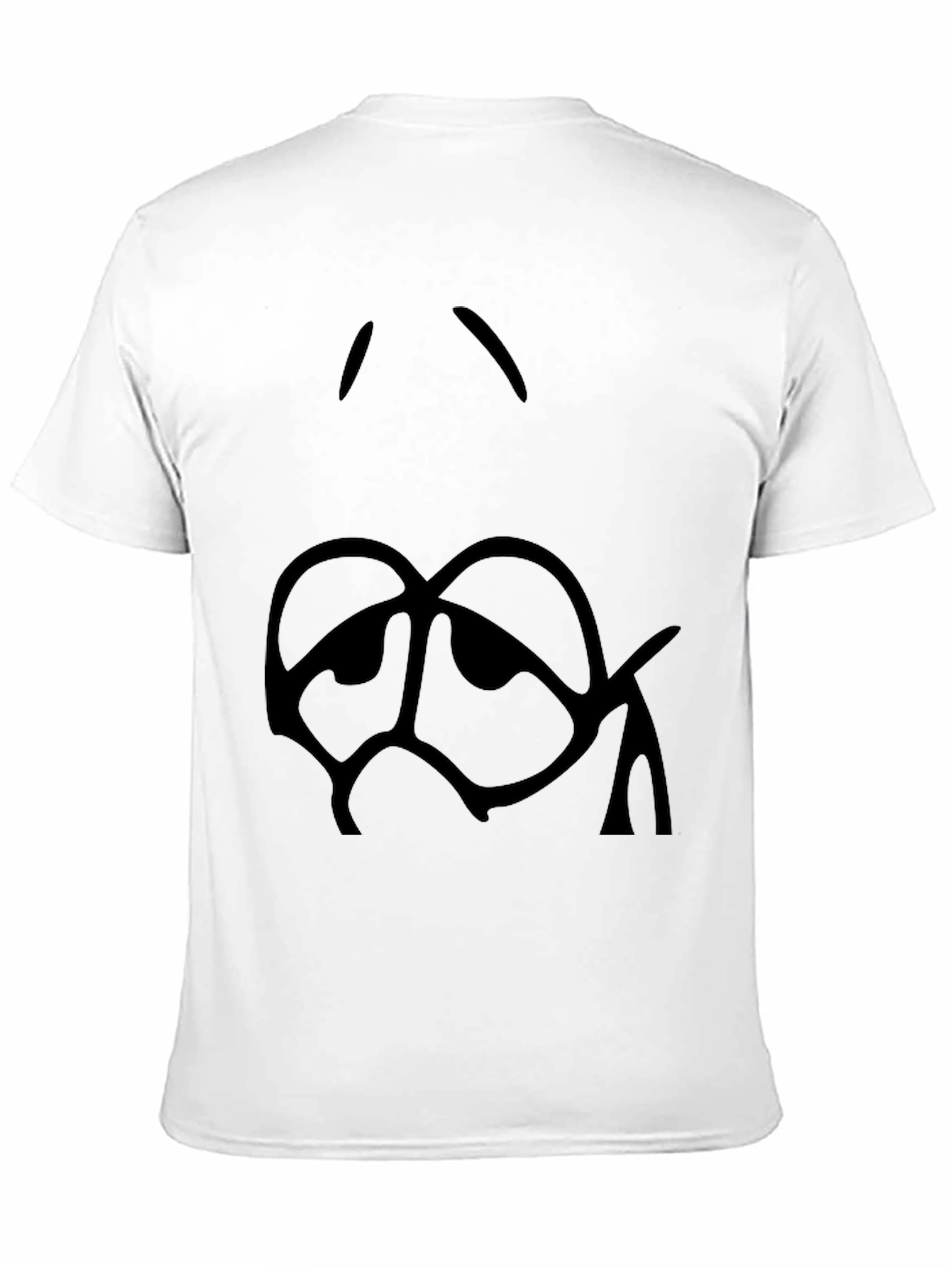Sad Cartoon Face Black T-Shirt