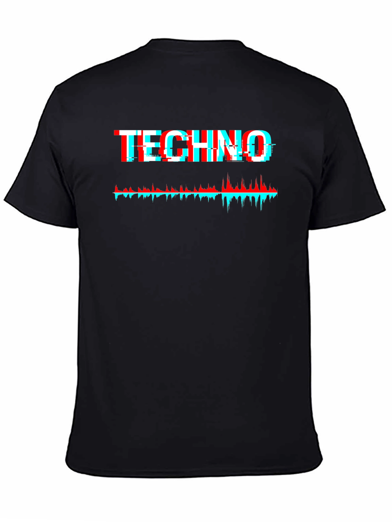 Techno Glitch Graphic Tee - Black