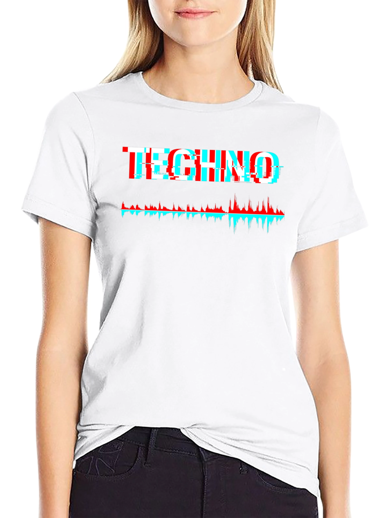 Techno Glitch Graphic Tee - Black
