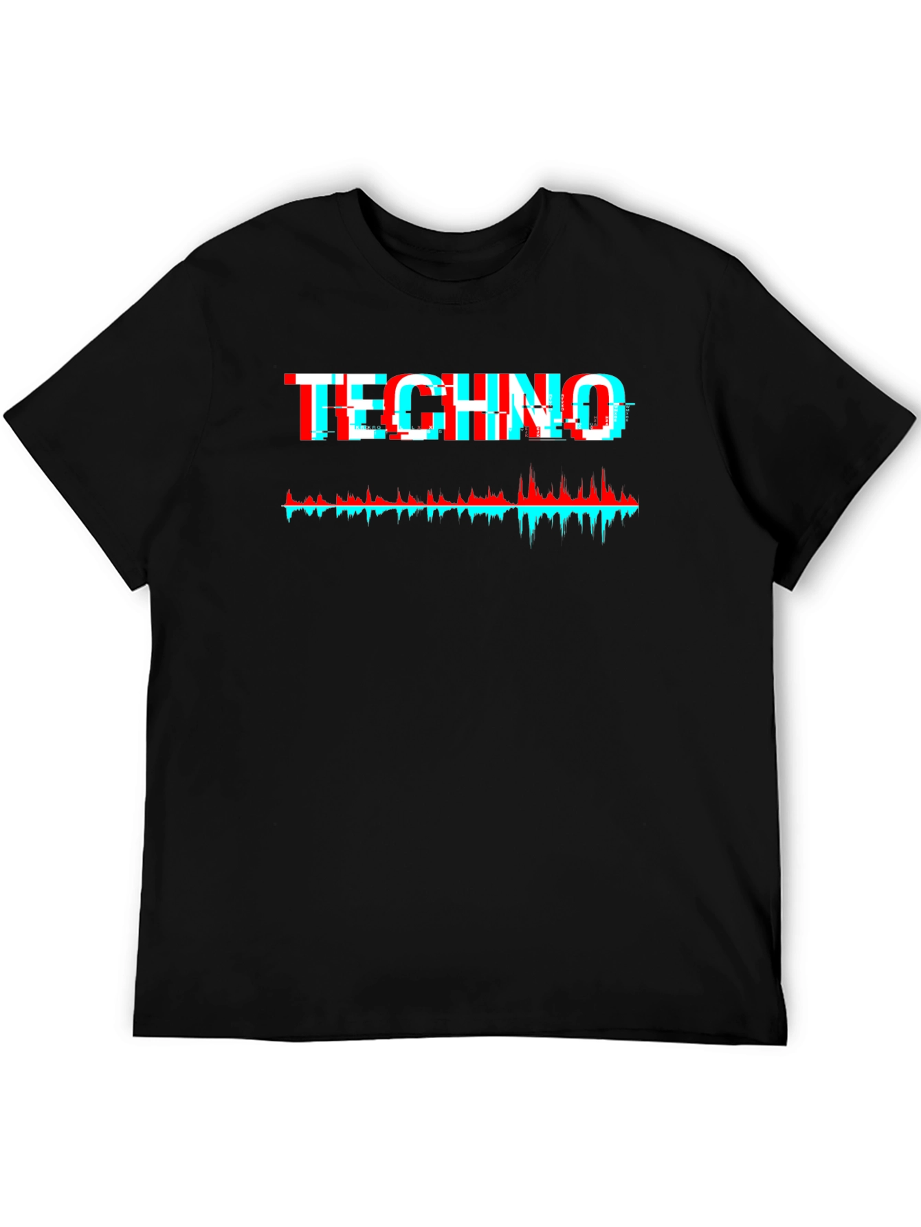 Techno Glitch Graphic Tee - Black