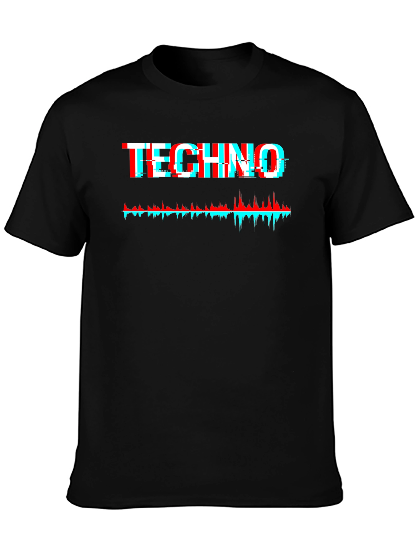 Techno Glitch Graphic Tee - Black