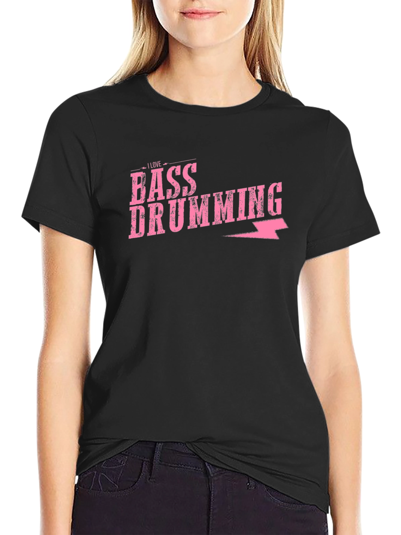 Bass Drumming Graphic Tee - Black Cotton T-Shirt