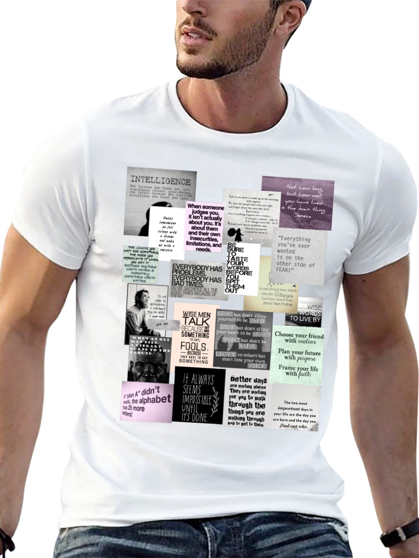 Inspirational Quote Collage T-Shirt - Black