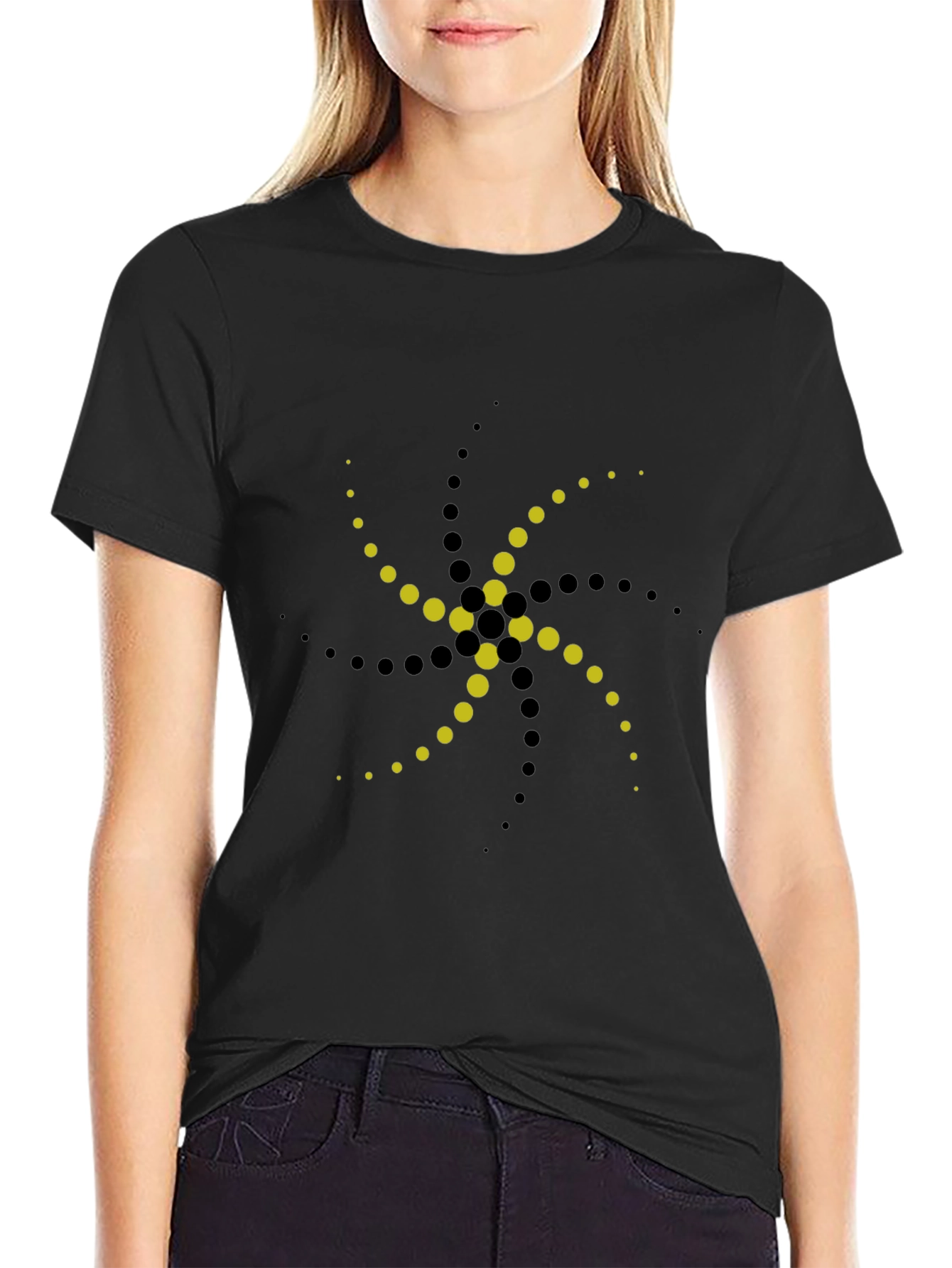 Modern Dot Swirl Graphic Tee - Black