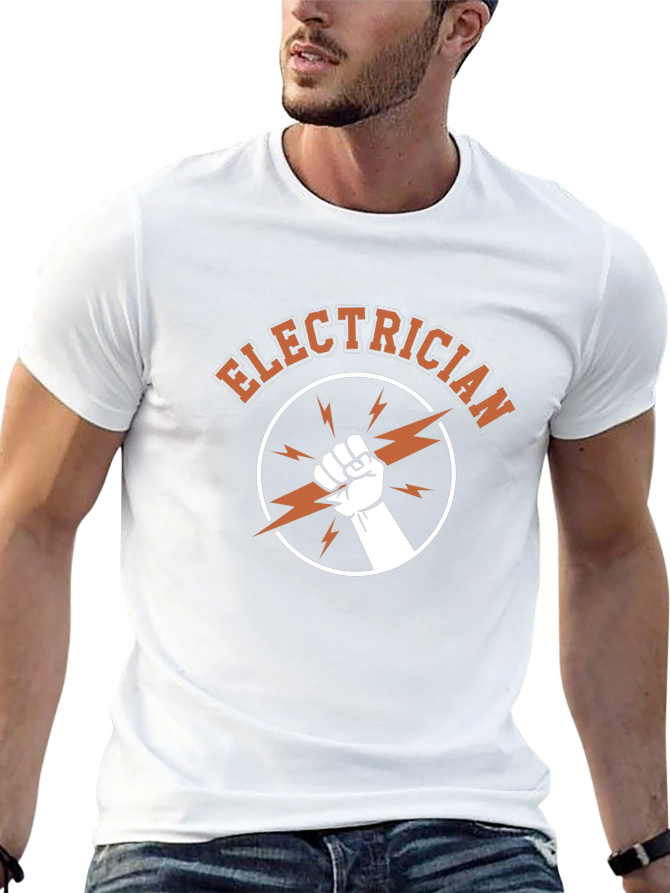Electrician T-Shirt - Lightning Bolt Fist Design