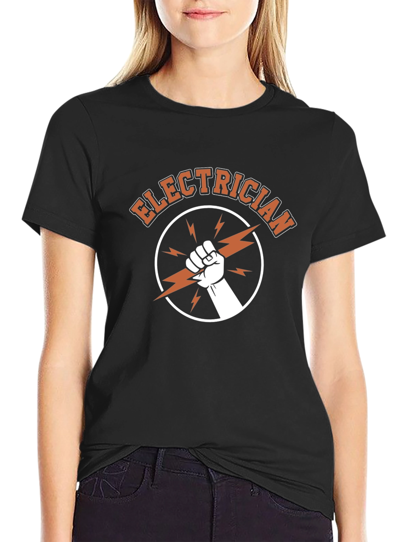 Electrician T-Shirt - Lightning Bolt Fist Design