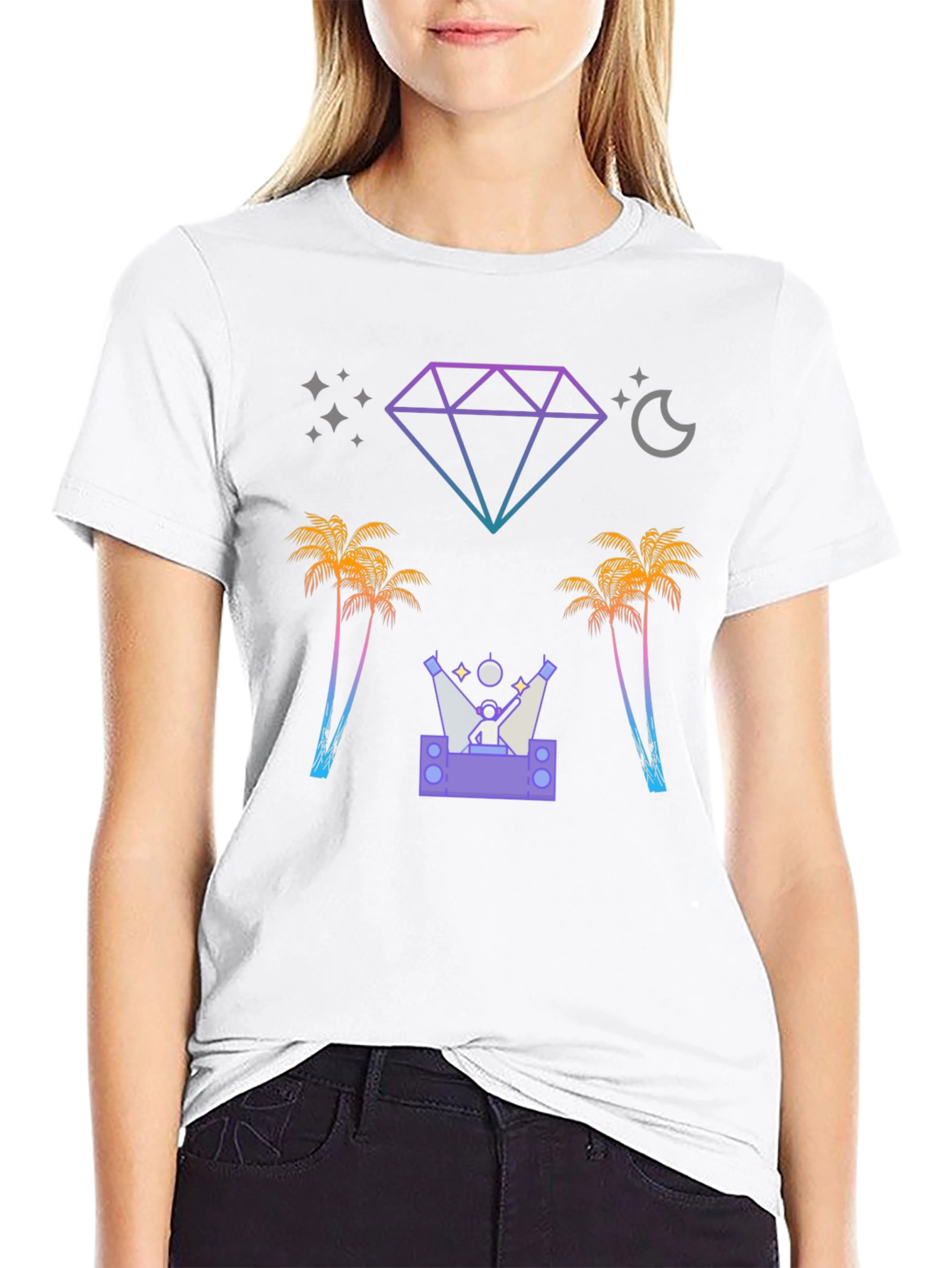 Retro Miami Nightlife Black Graphic Tee