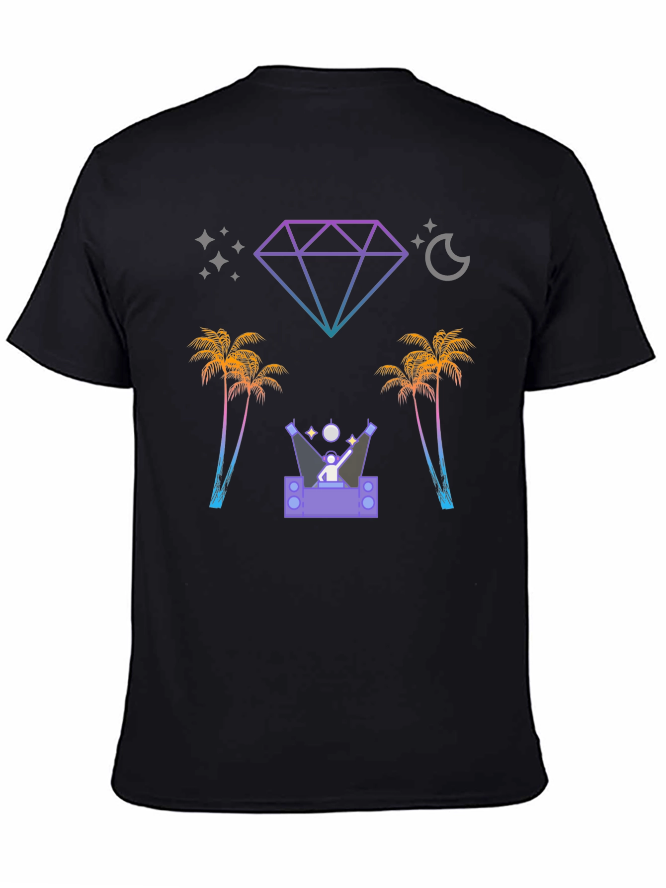 Retro Miami Nightlife Black Graphic Tee