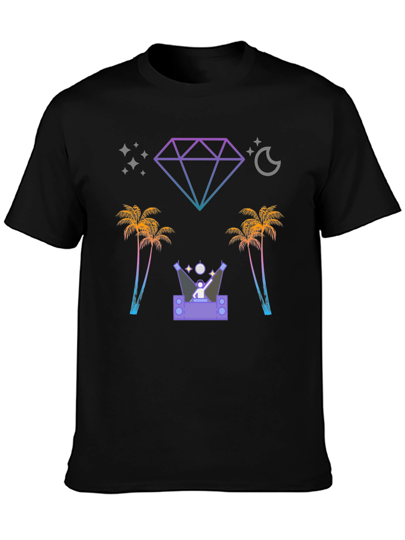 Retro Miami Nightlife Black Graphic Tee