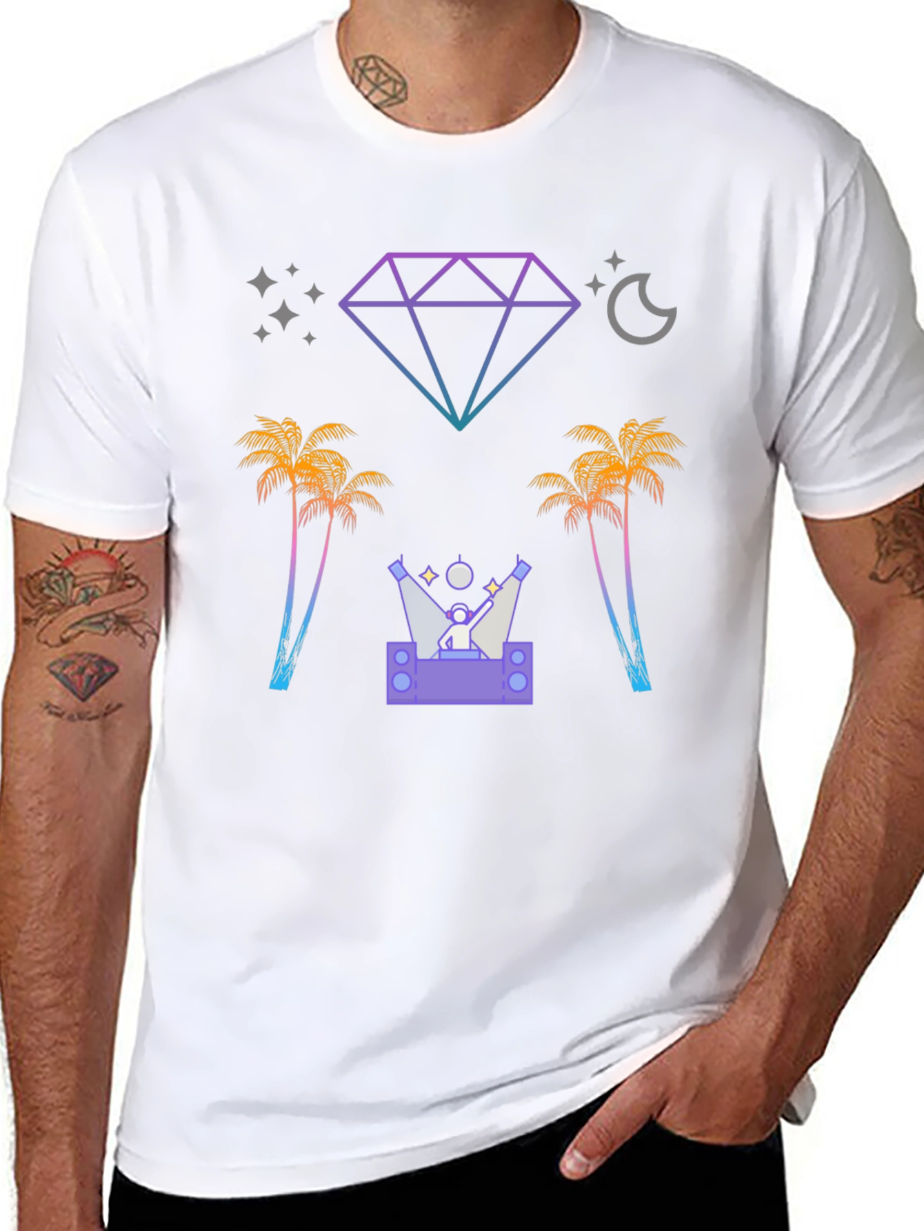 Retro Miami Nightlife Black Graphic Tee