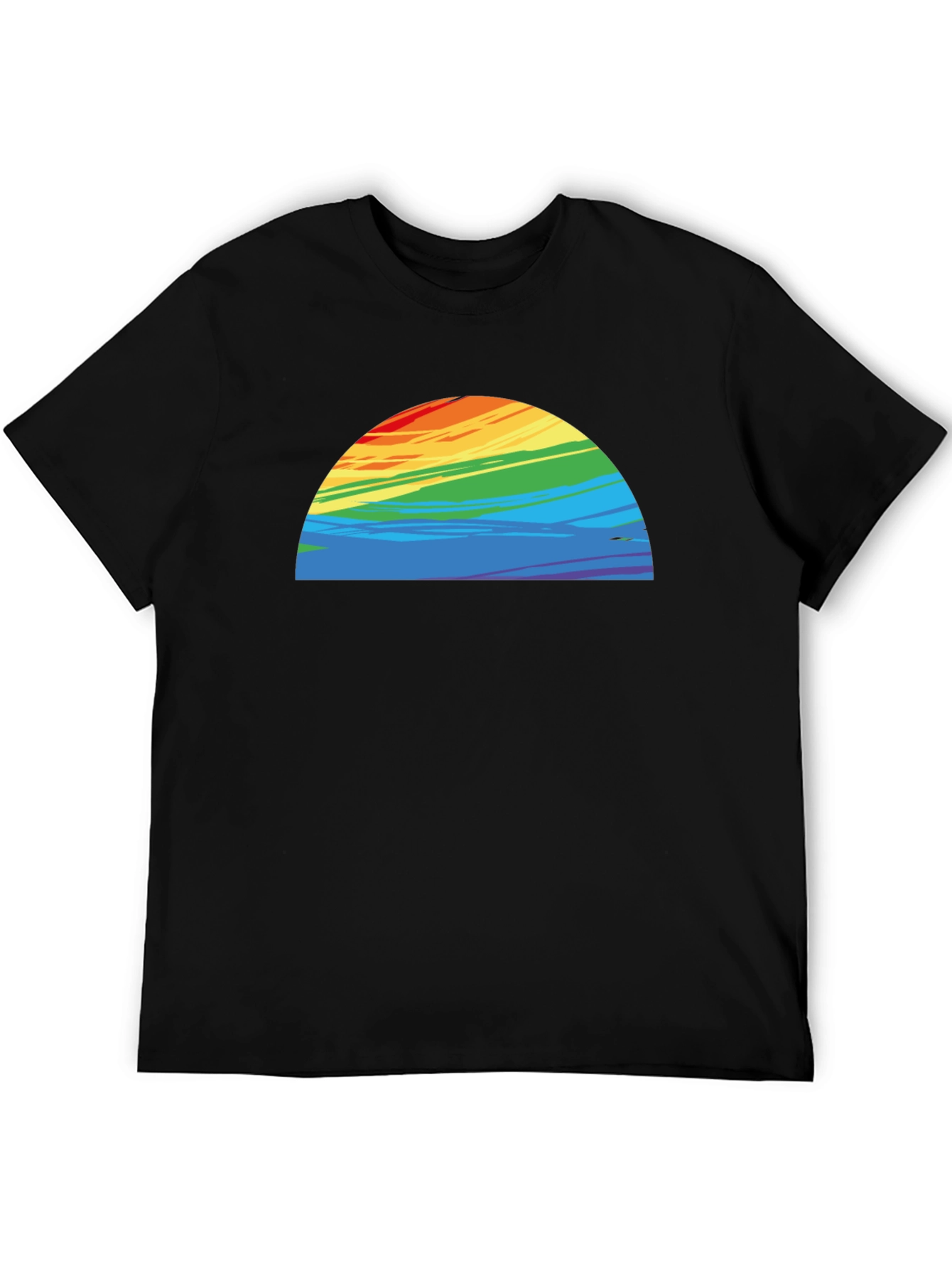 Rainbow Half-Circle Graphic Black Tee