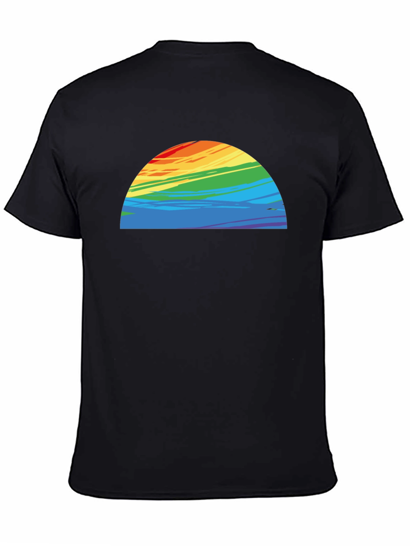 Rainbow Half-Circle Graphic Black Tee