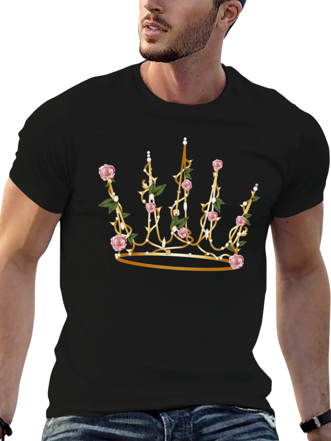Rose Crown Graphic Black T-Shirt