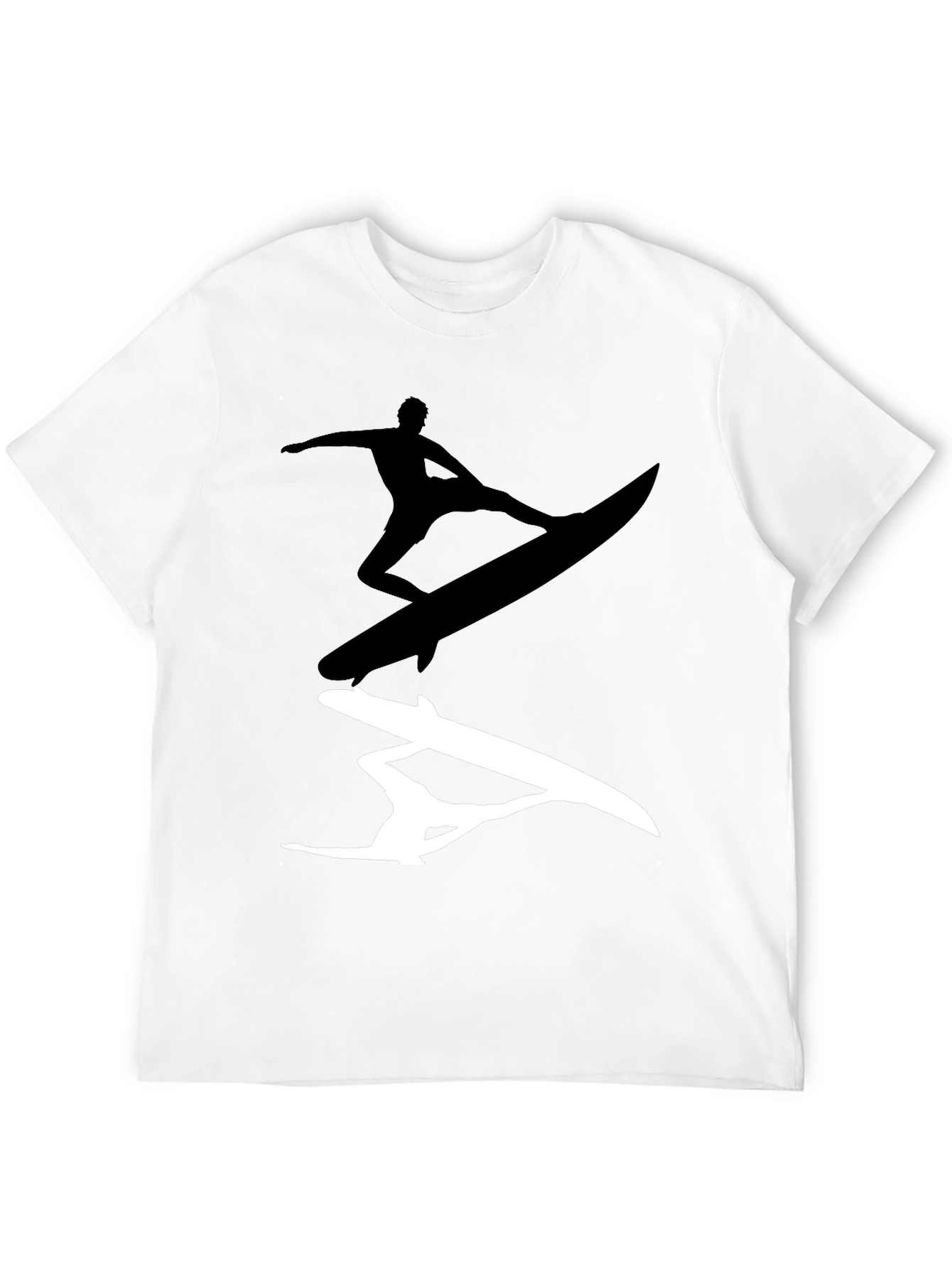 Surfer Silhouette Graphic Tee - Black Cotton Blend