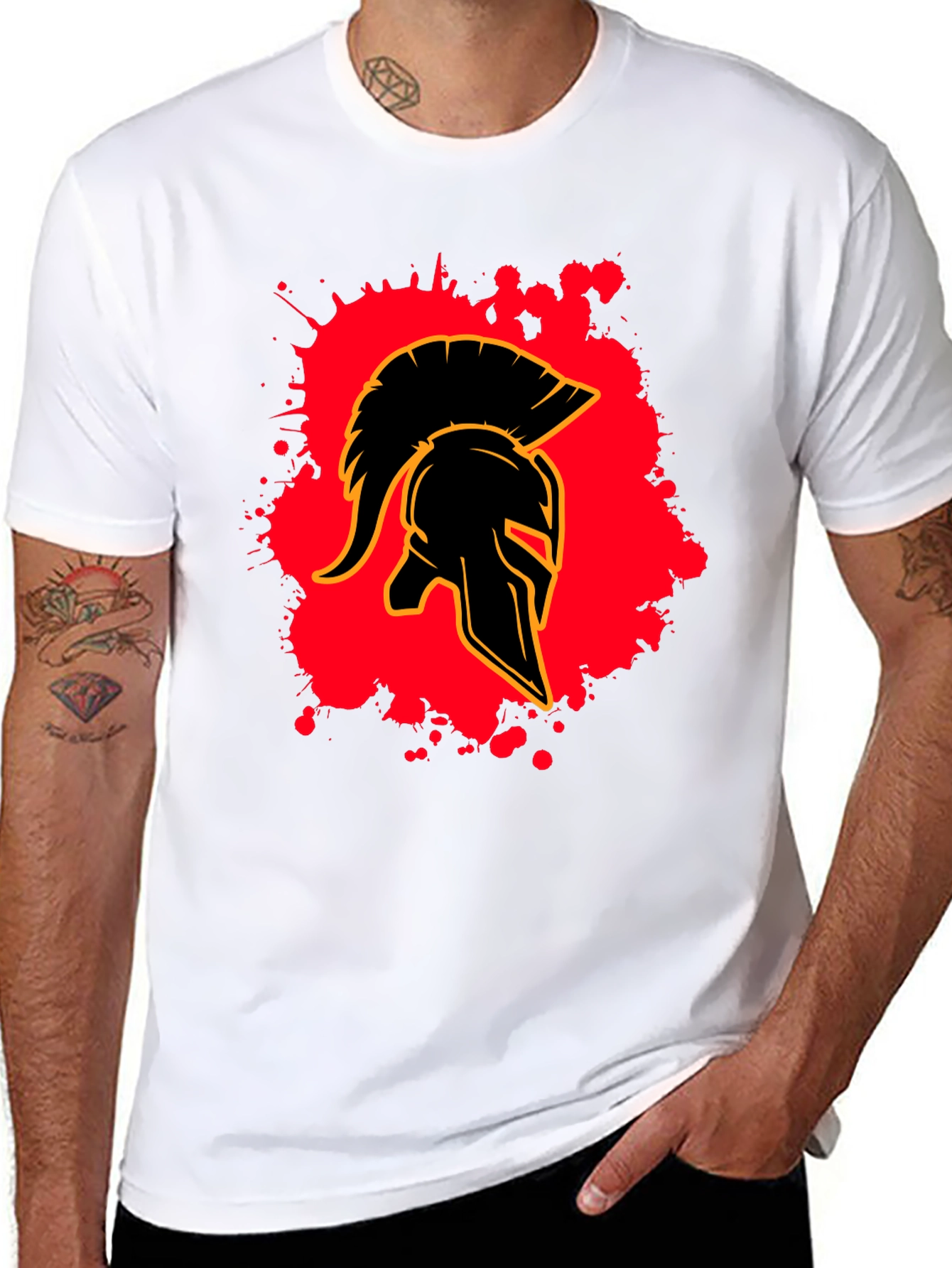 Spartan Helmet Graphic Tee - Black Cotton Blend