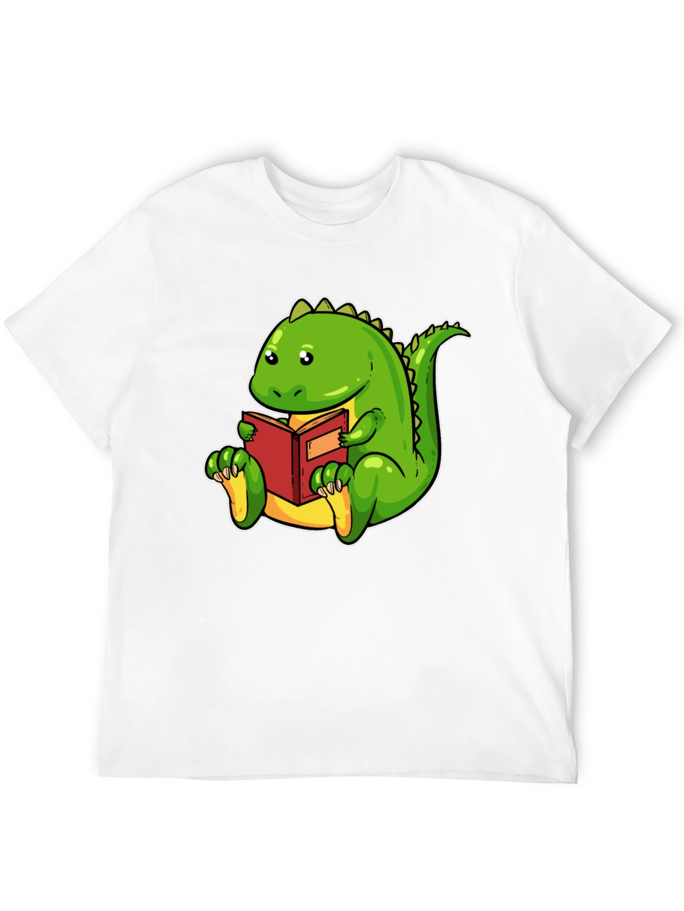 Dinosaur Reading Book Black T-Shirt