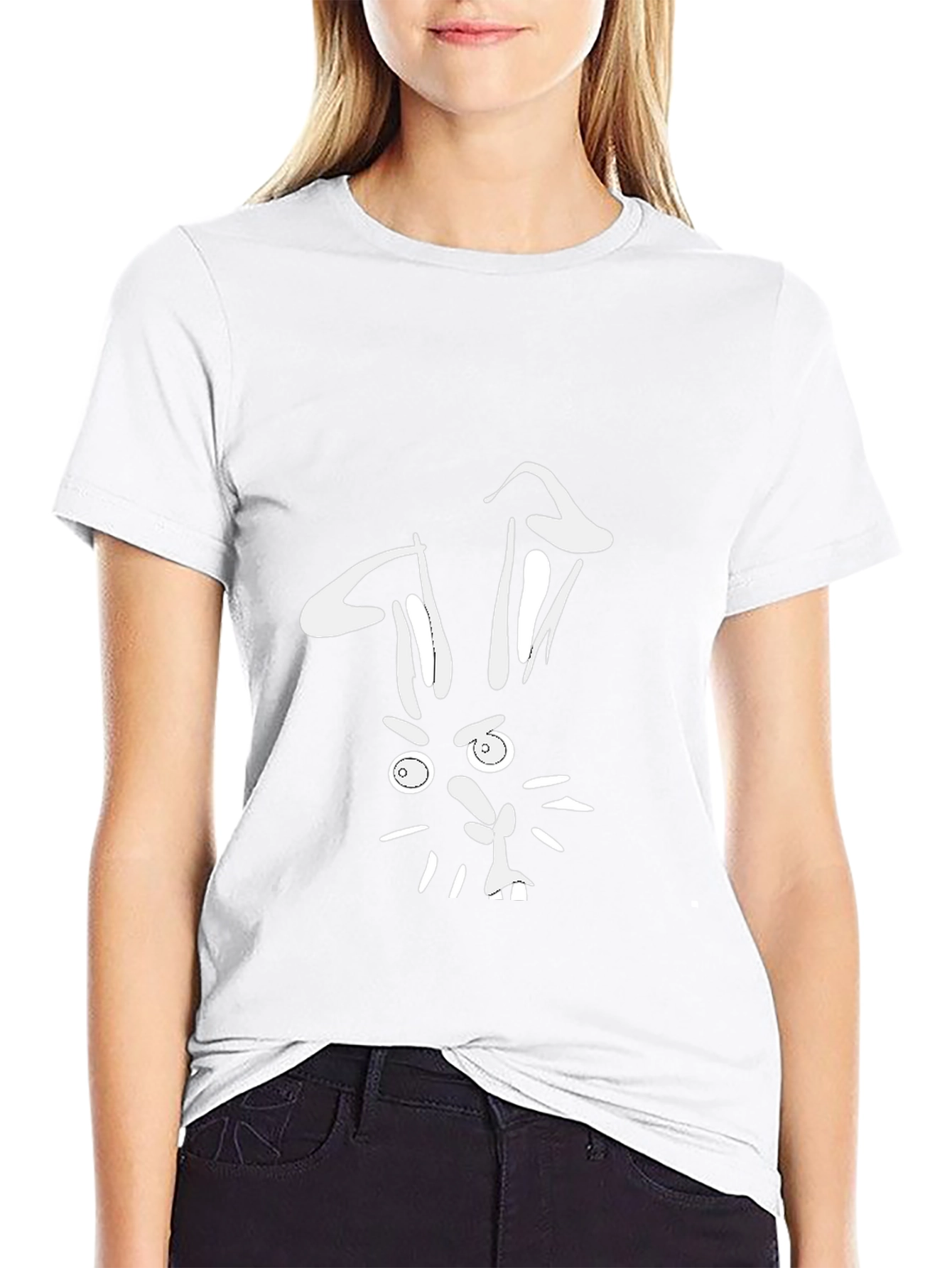 Funny Rabbit Graphic Tee - Black Cotton T-Shirt