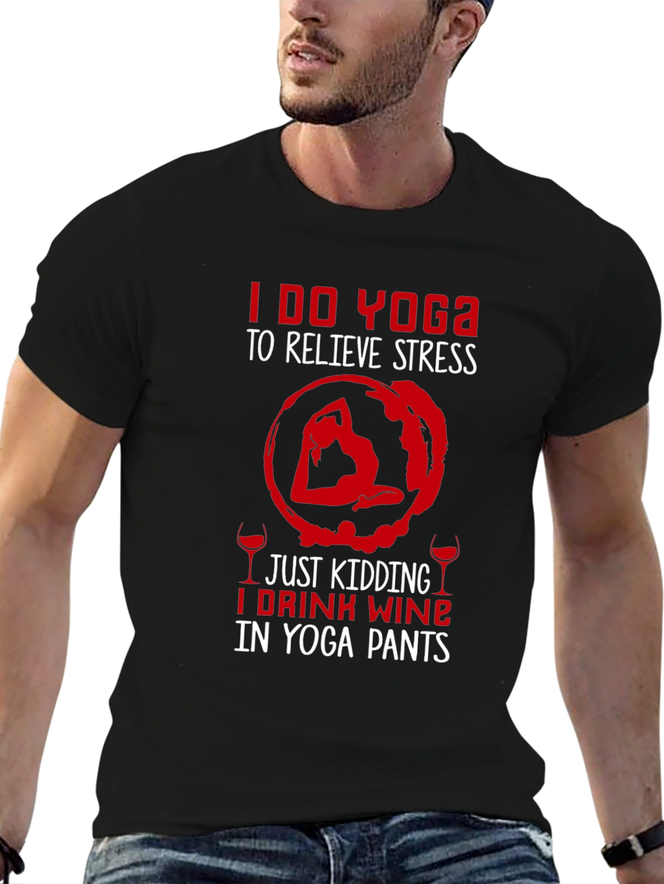 Yoga Wine T-Shirt - Funny Relaxing Tee