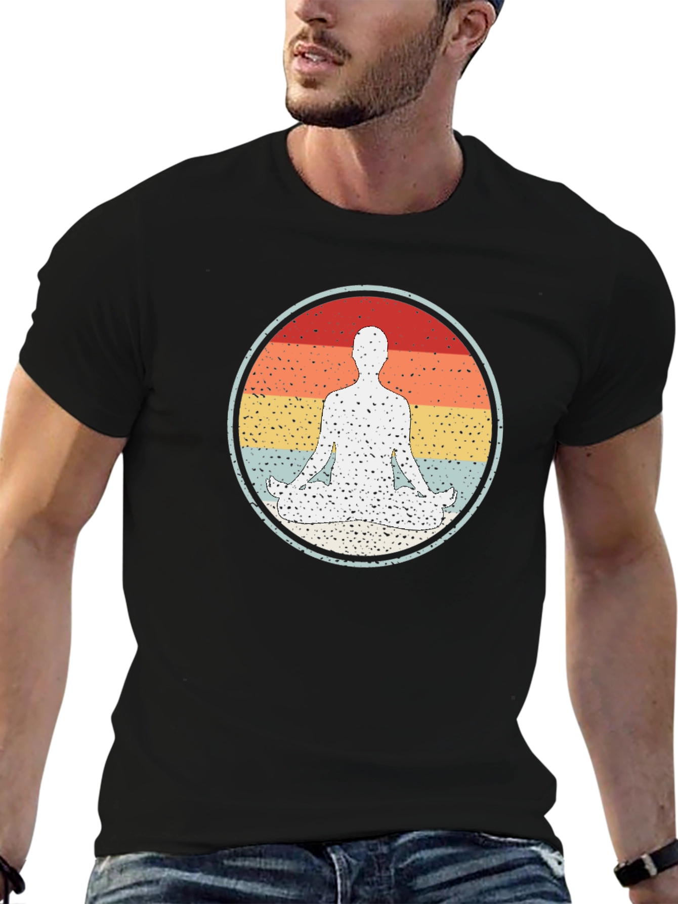 Retro Yoga Pose Graphic Tee - Meditate in Style