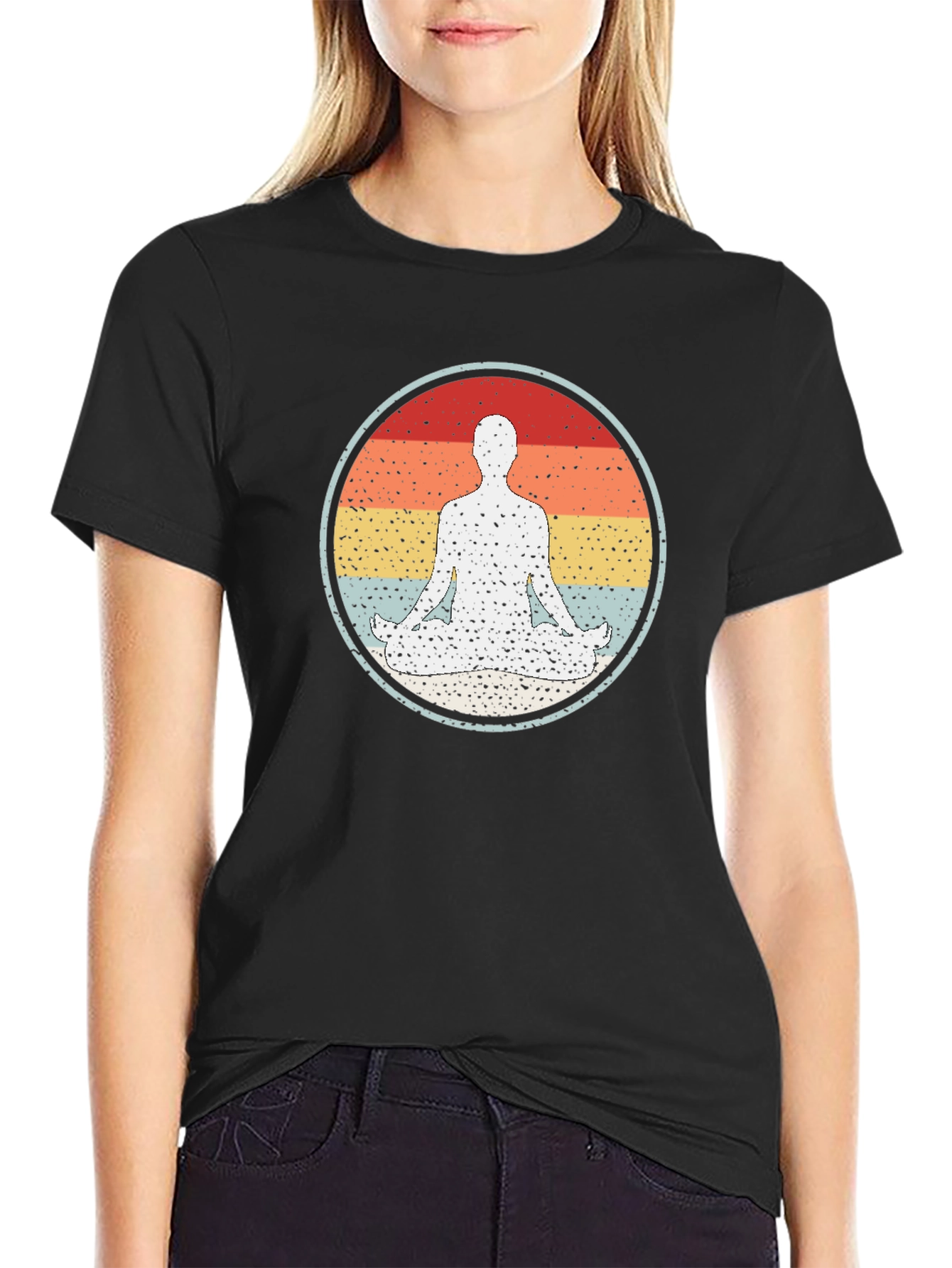 Retro Yoga Pose Graphic Tee - Meditate in Style