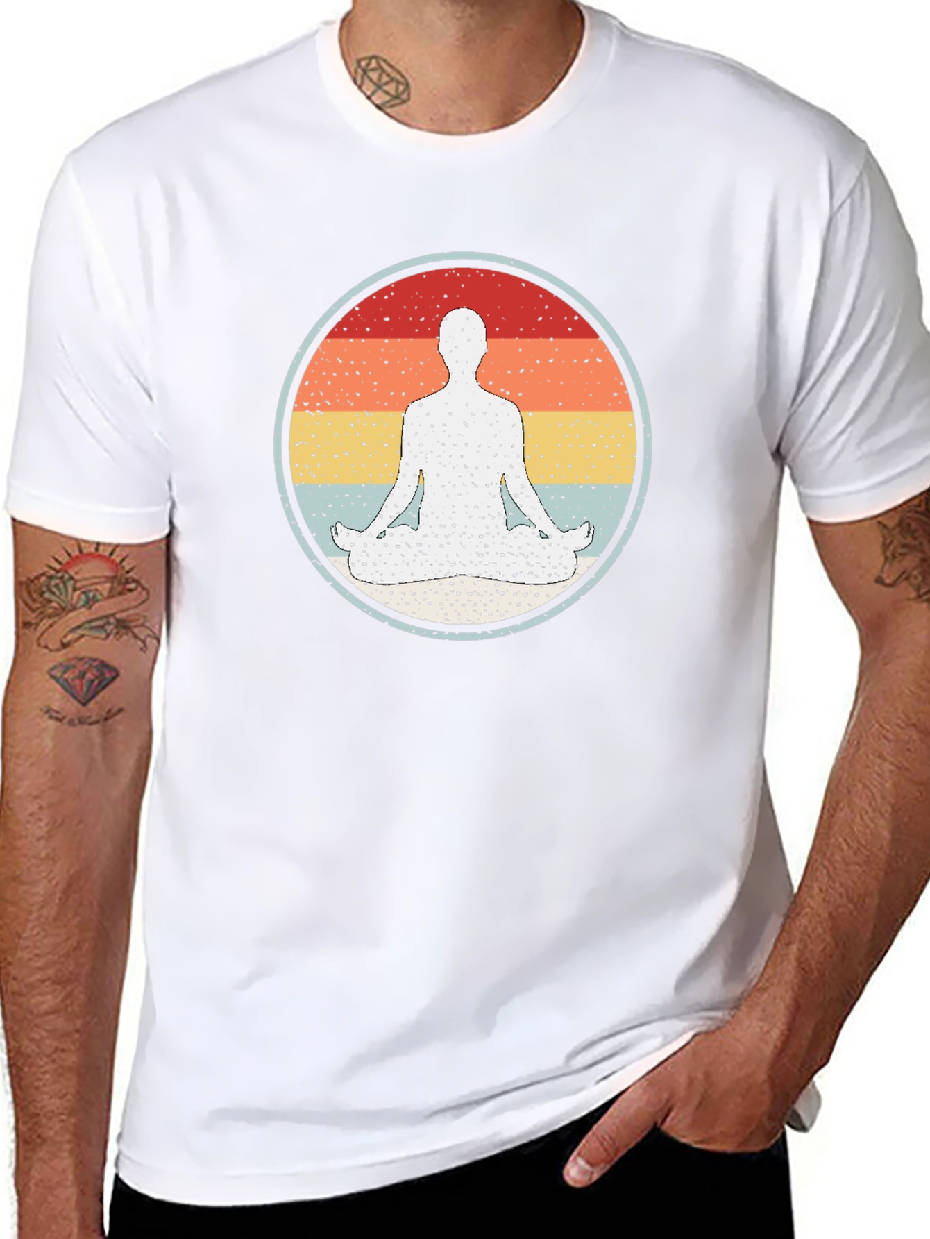 Retro Yoga Pose Graphic Tee - Meditate in Style