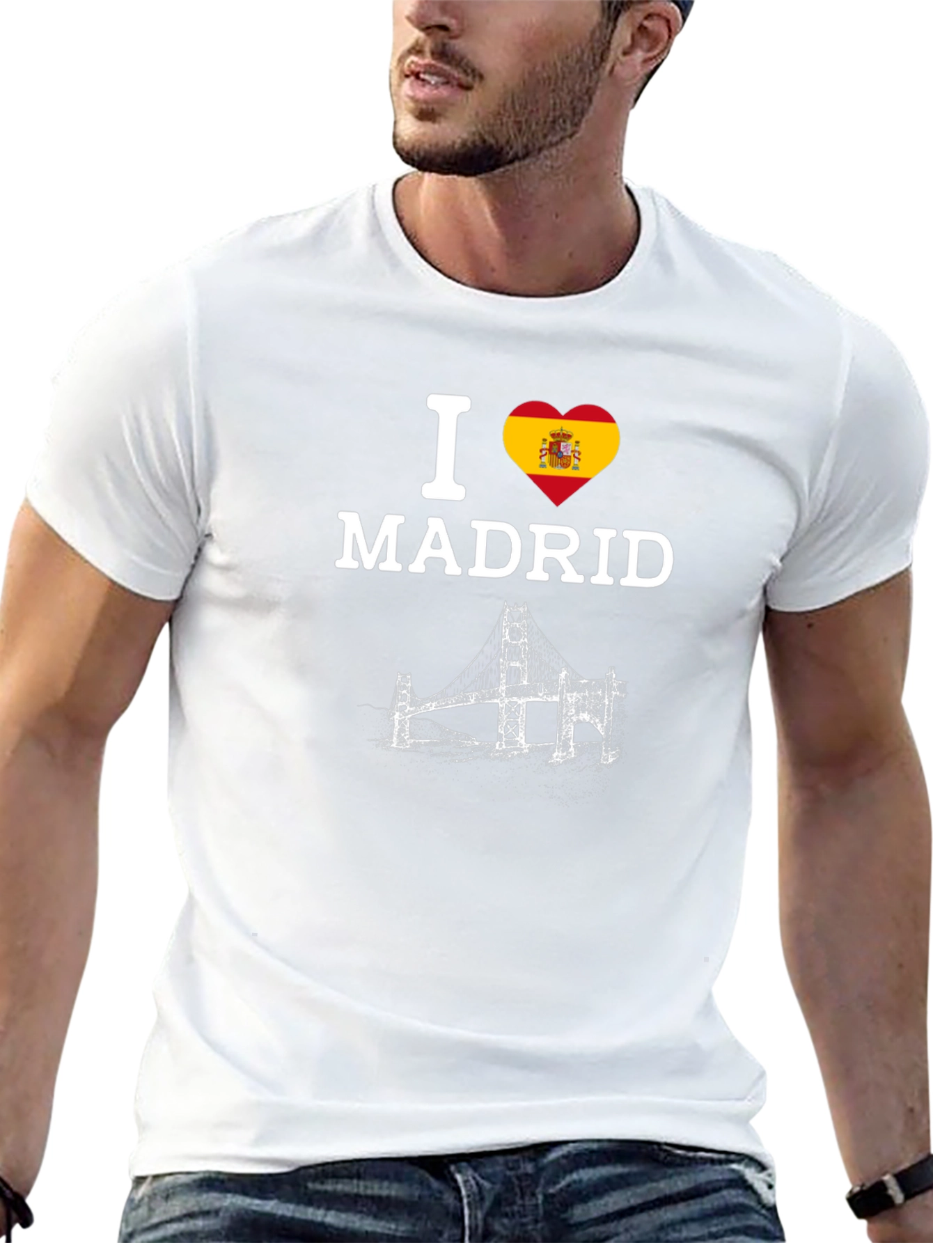 I Heart Madrid Spain Bridge Black T-Shirt