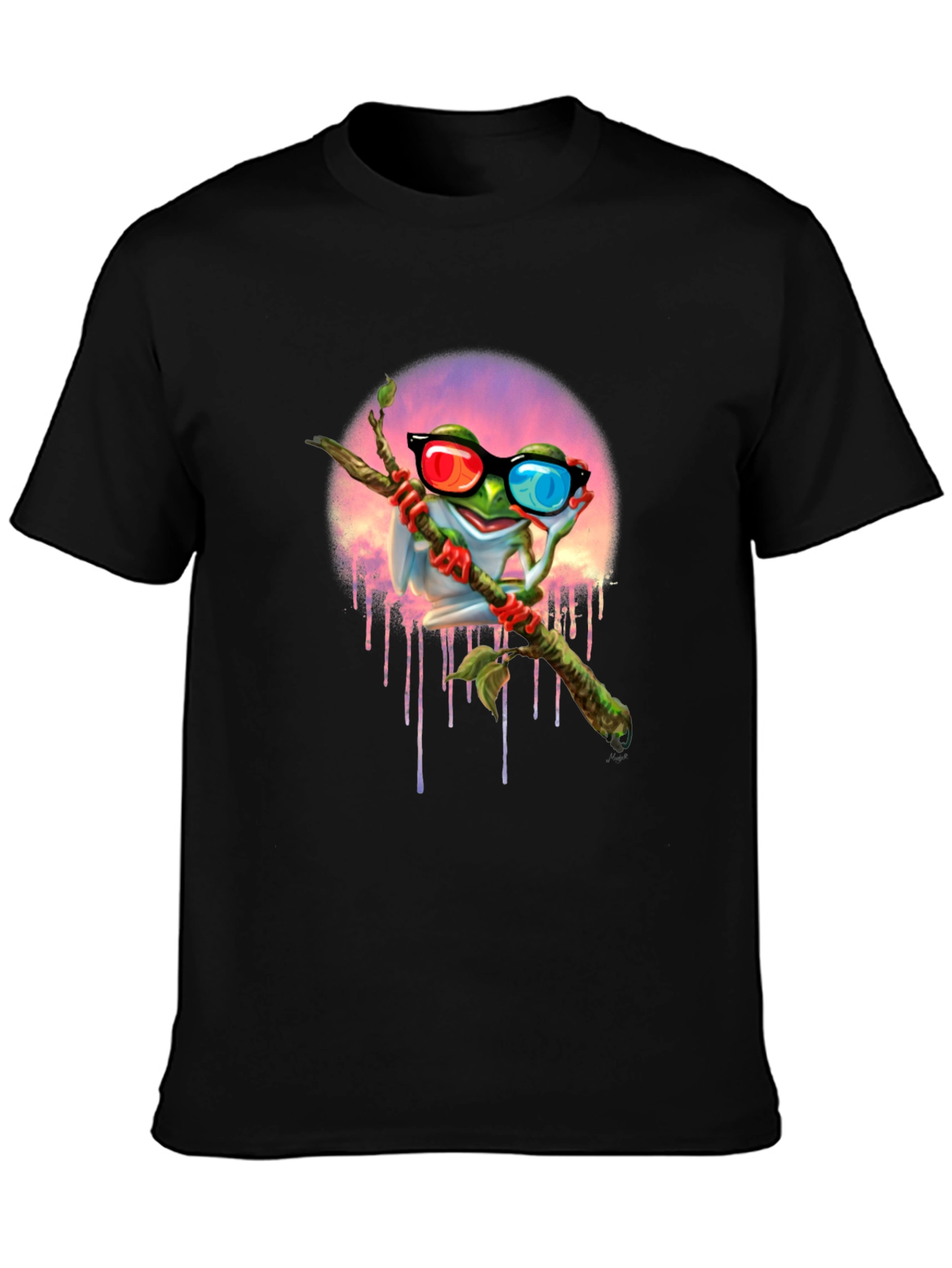 Frog with 3D Glasses Graphic T-Shirt