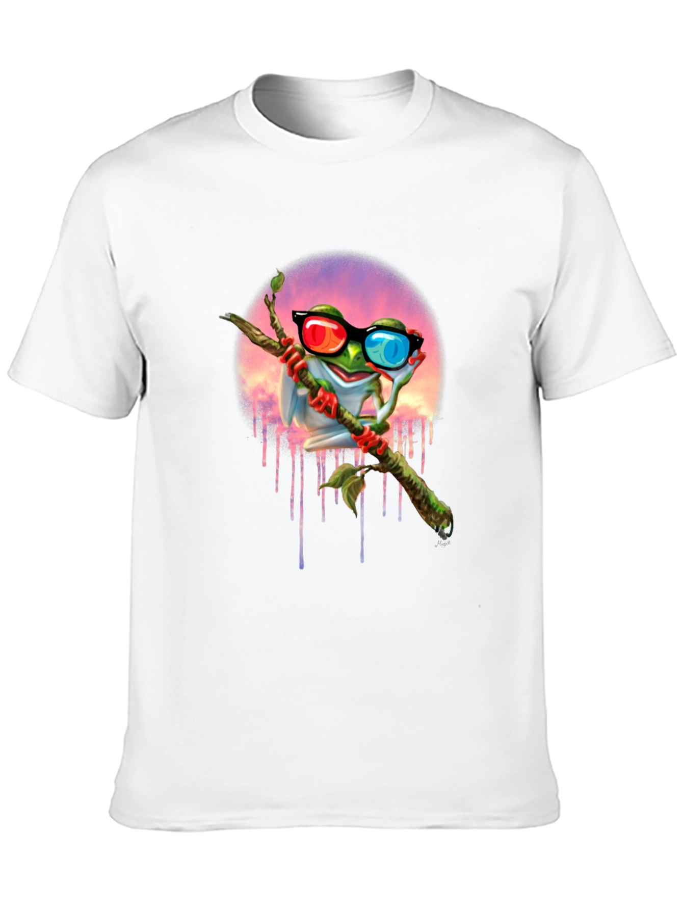Frog with 3D Glasses Graphic T-Shirt