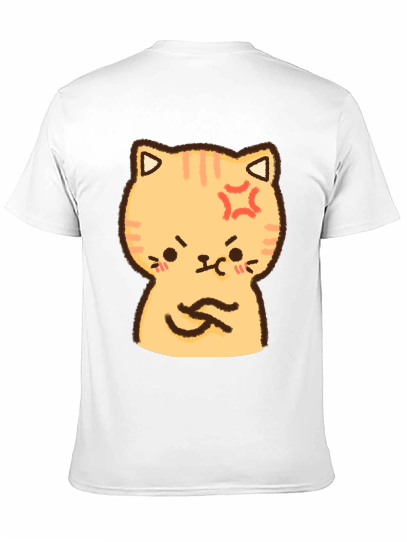 Angry Cat Cartoon Print T-Shirt - Black