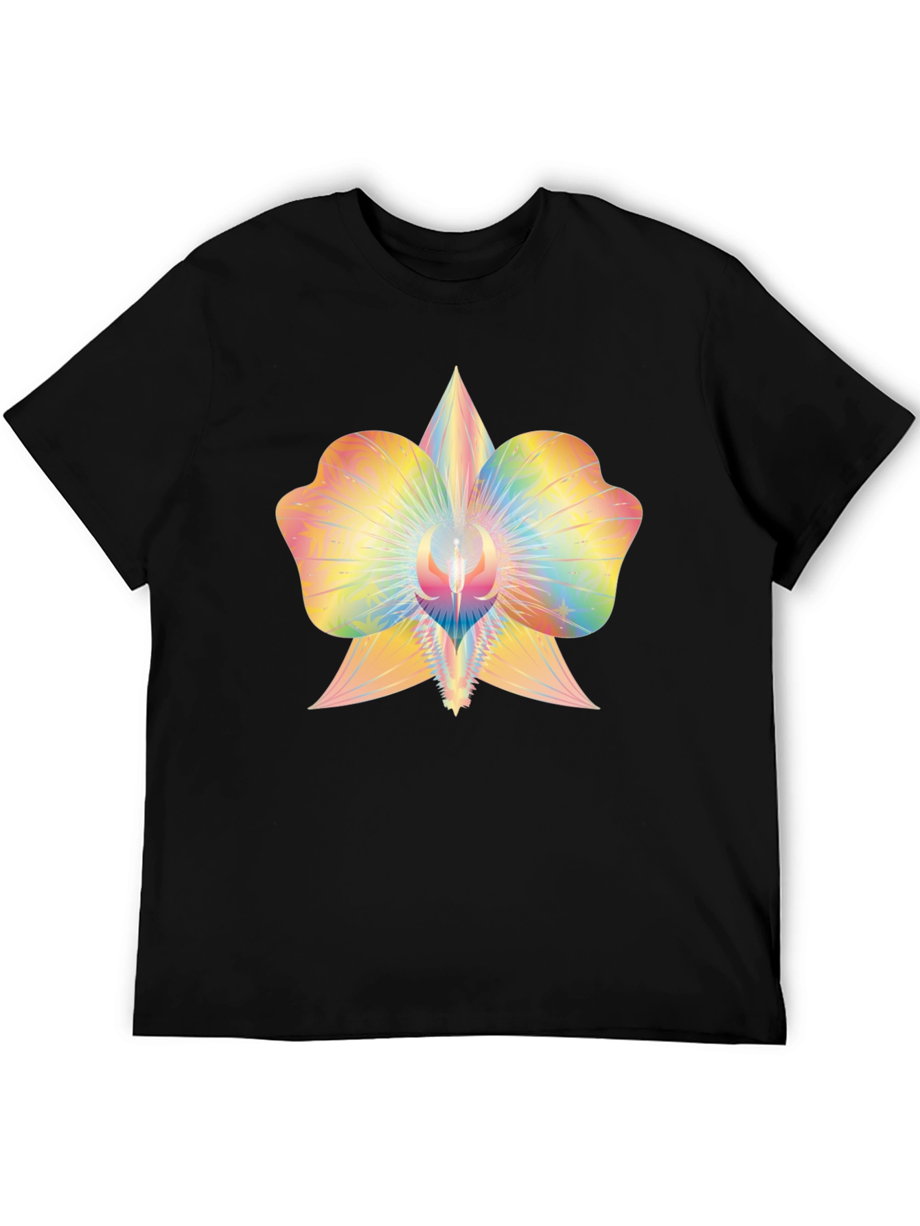 Rainbow Orchid Graphic Tee - Soft Cotton Blend