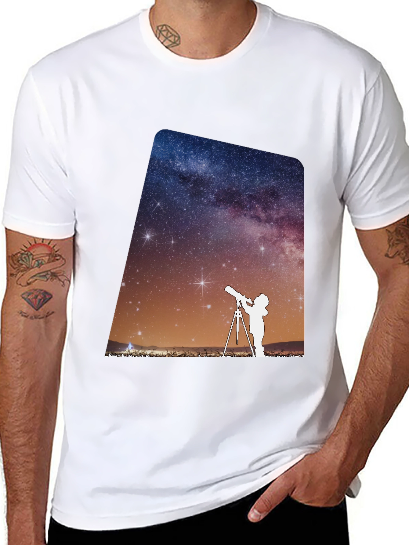 Star Gazing Graphic Tee - Black Cotton Blend