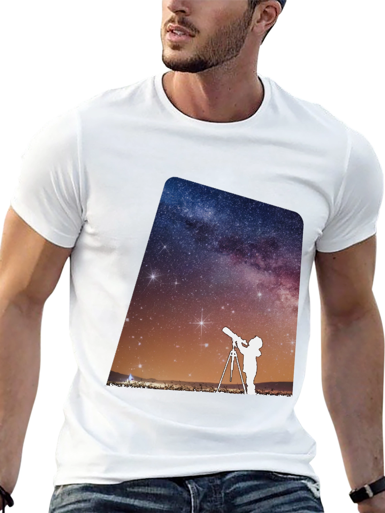 Star Gazing Graphic Tee - Black Cotton Blend