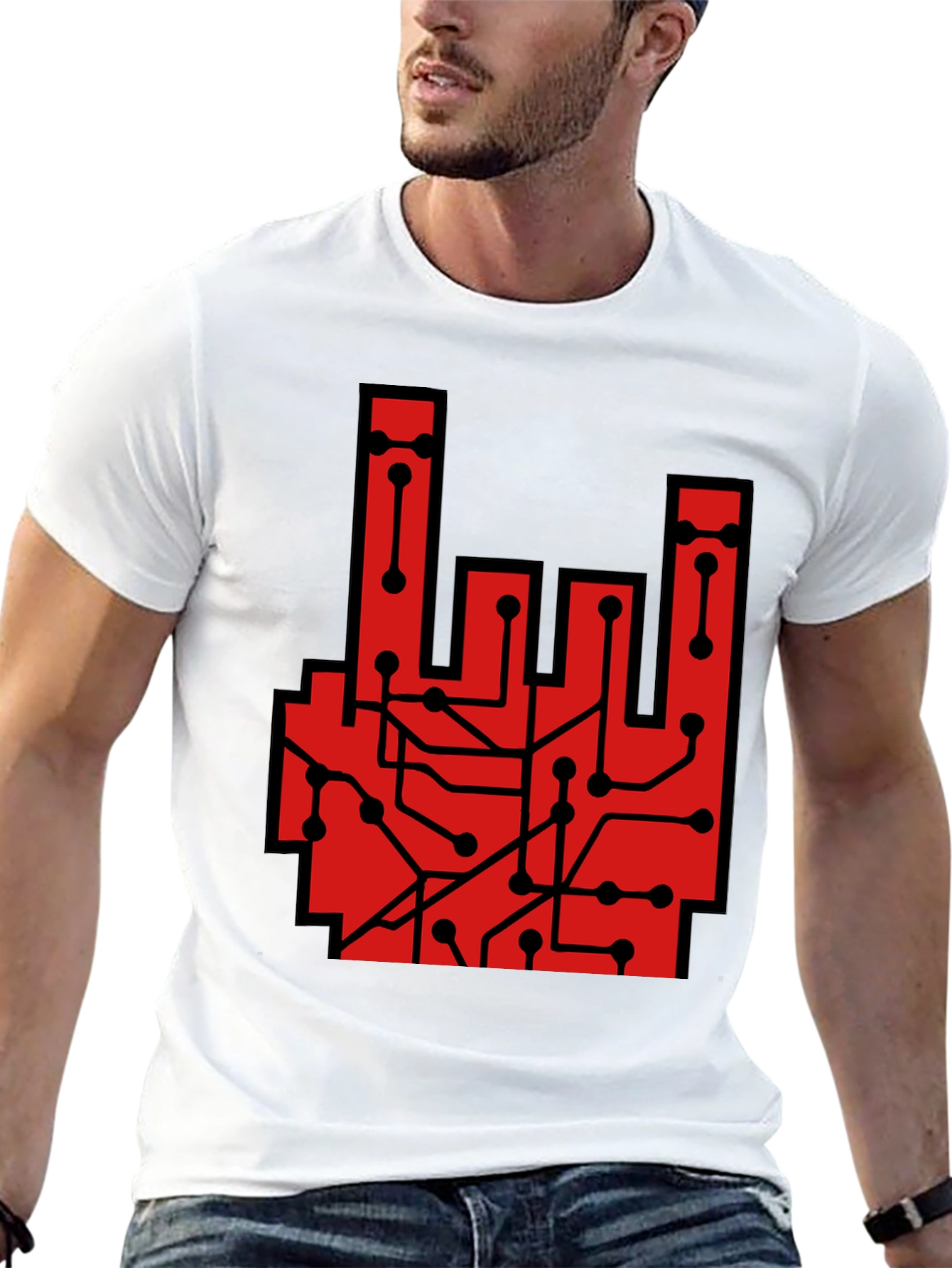 Rock On Circuit Board T-Shirt - Black