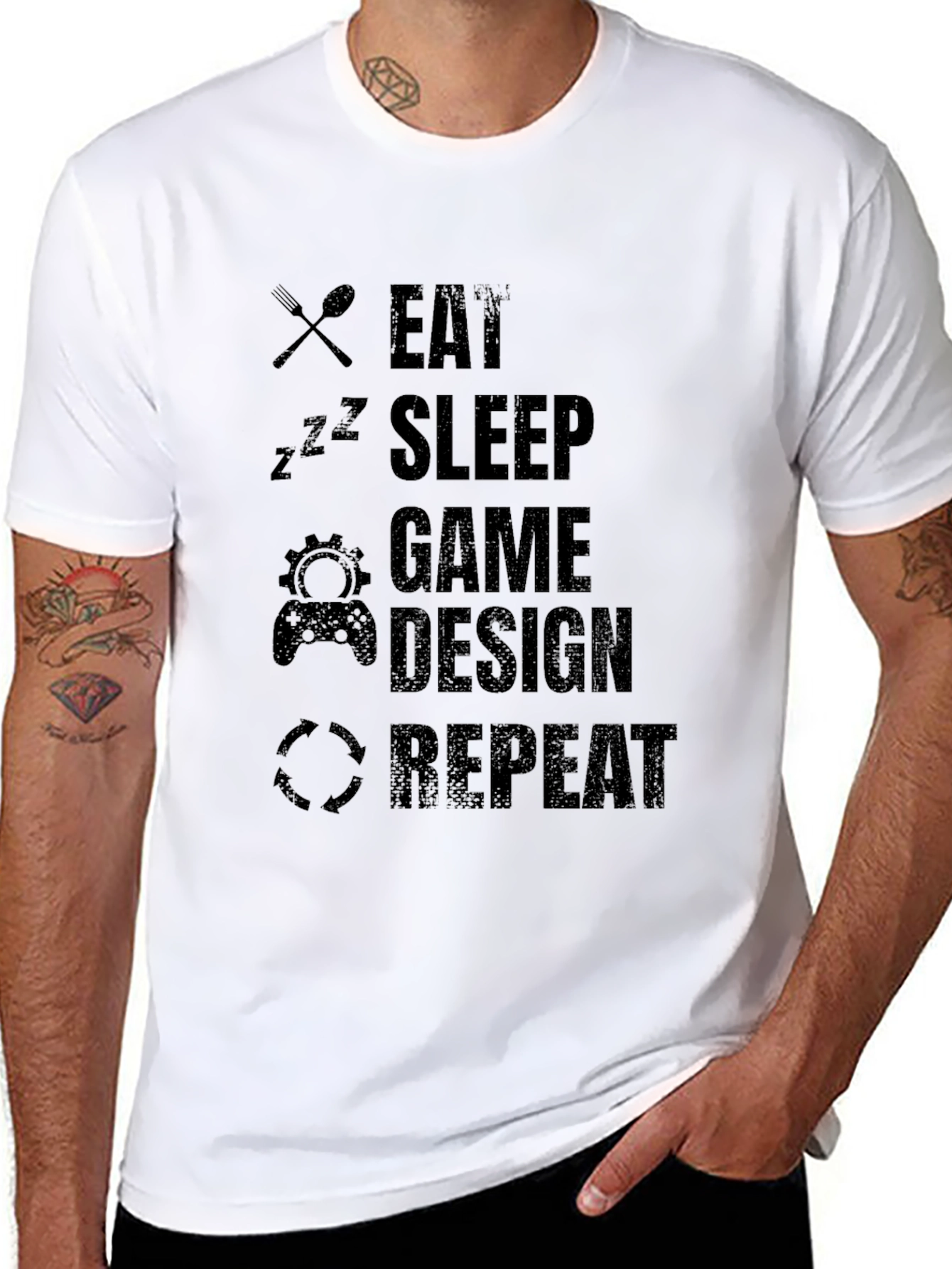 Eat Sleep Game Design Repeat Black Graphic Tee
